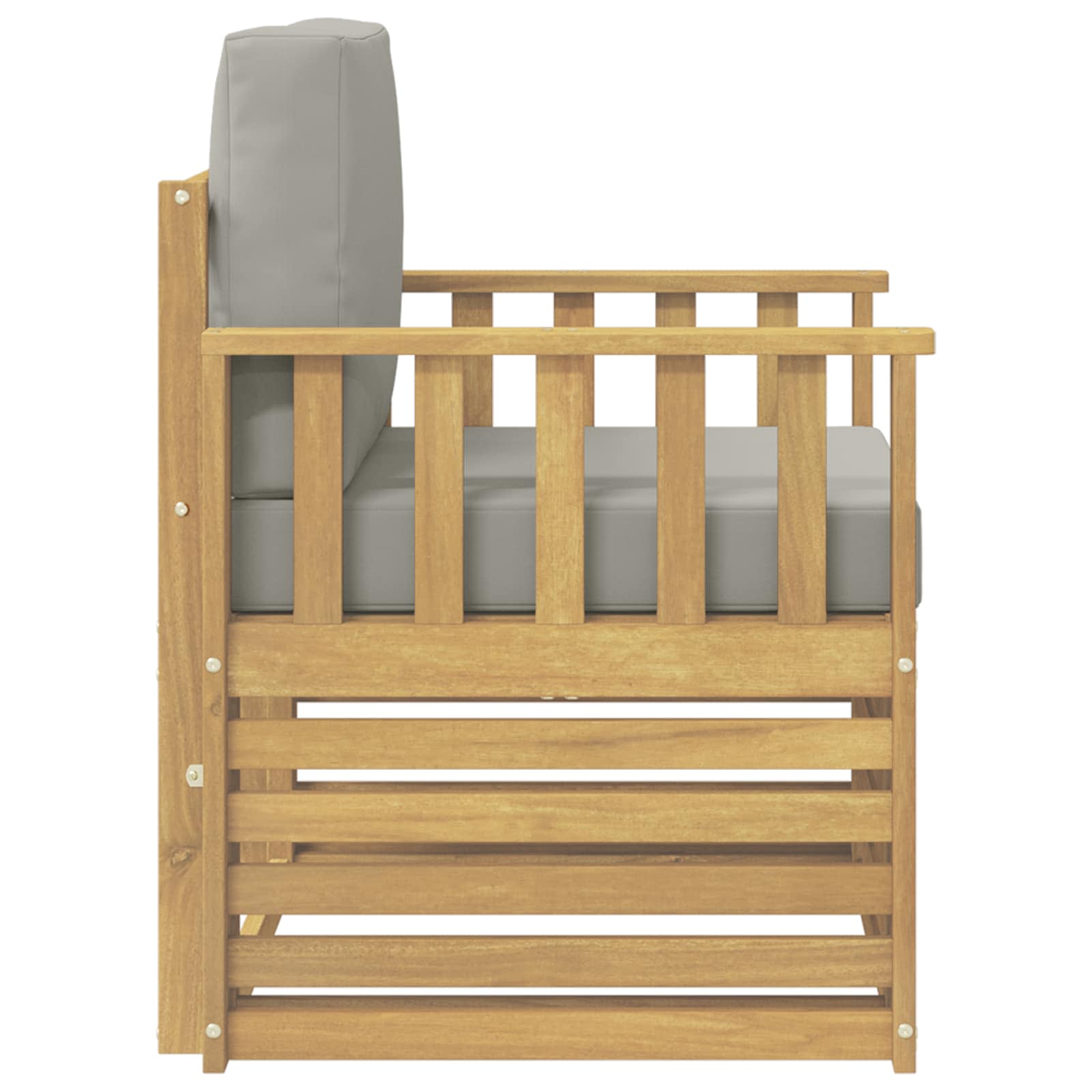 2 Stuk Buiten bankenset Polyester Wit en Lichtgrijs – afbeelding 4