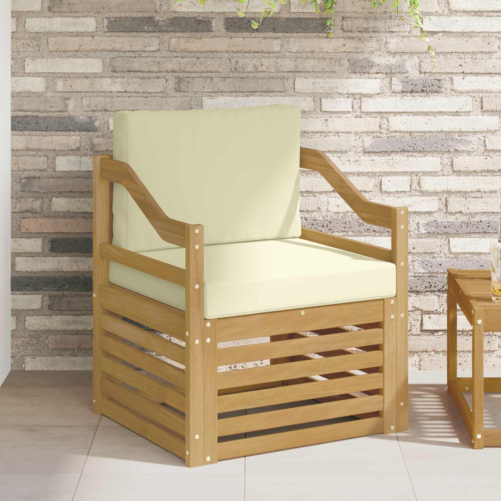 Tuinbank Polyester Wit en crèmekleurig – afbeelding 1