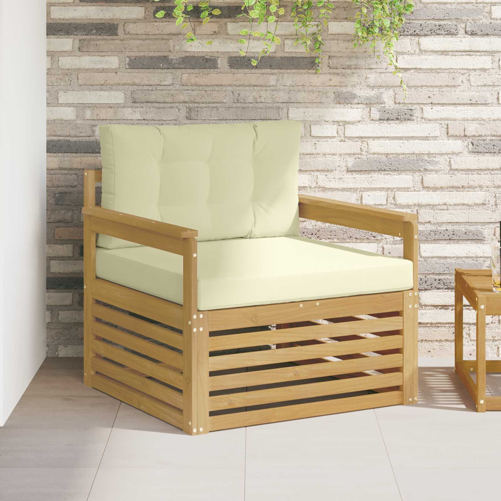 Tuinbank Polyester Wit en crèmekleurig