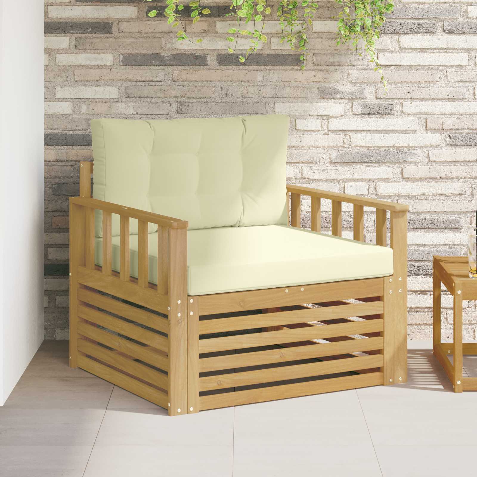 Tuinbank Polyester Wit en crèmekleurig – afbeelding 1