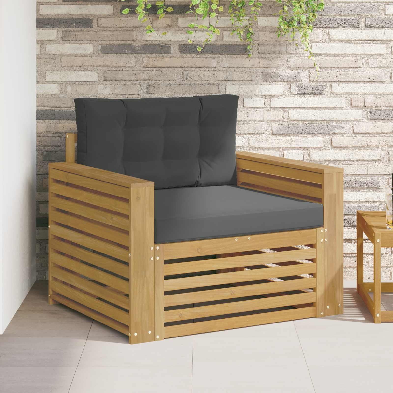 Tuinbank Polyester Wit en antracietkleurig – afbeelding 1