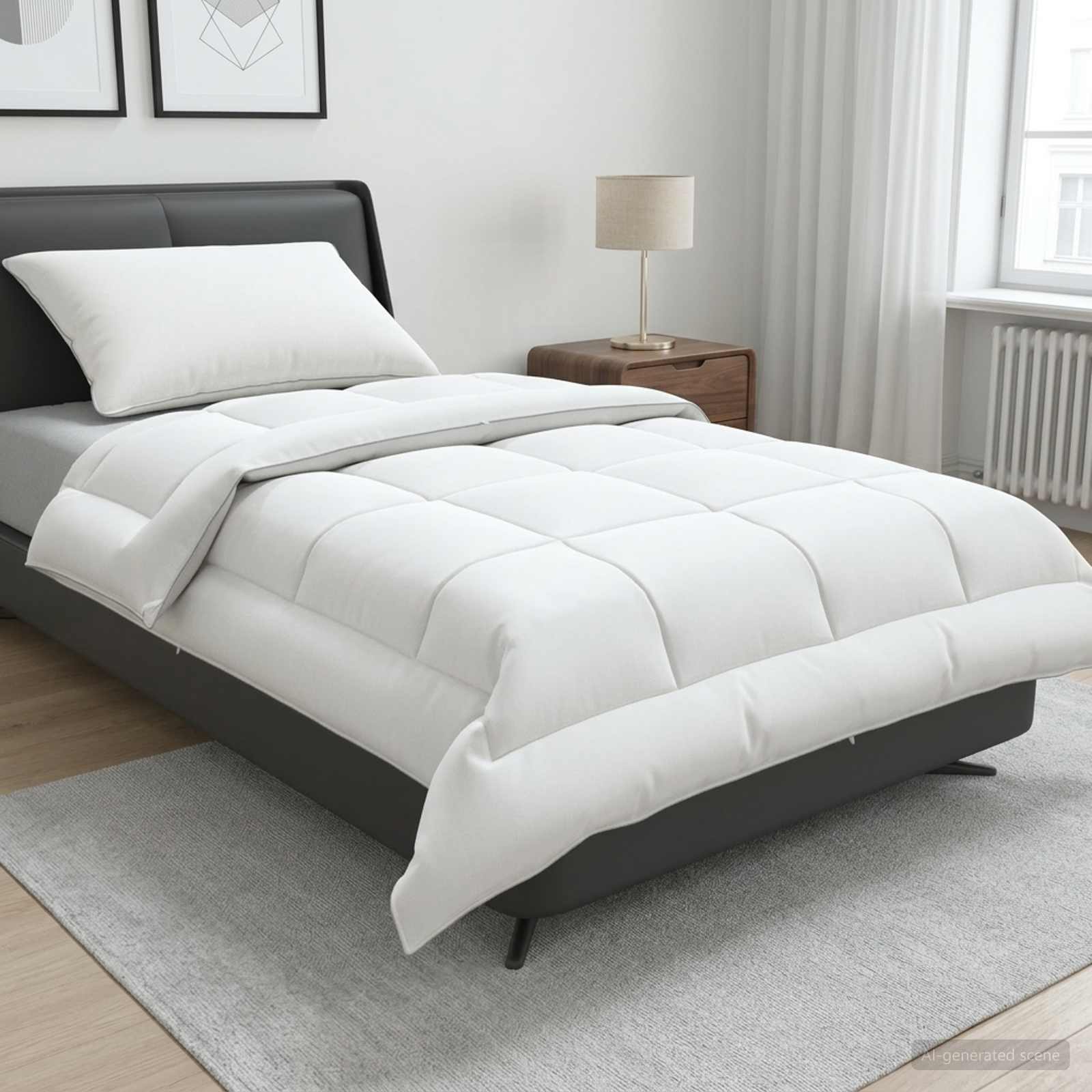Dekbed en Kussen Set 2 st 152x203 cm Zomer 140 GSM Wol Wit – afbeelding 1
