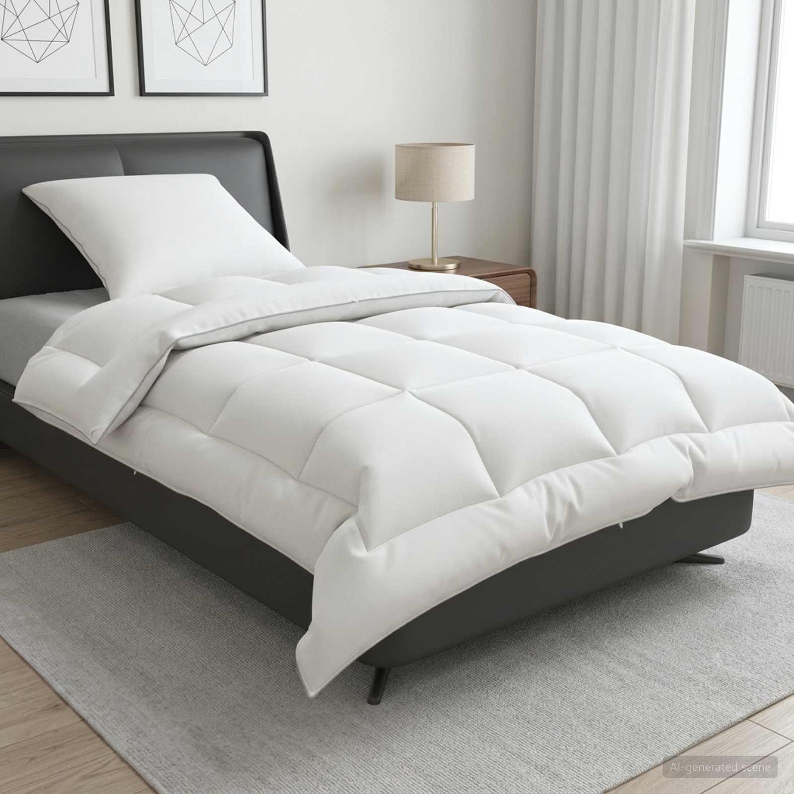 Dekbed en Kussen Set 2 st 140x200 cm 4 seizoenen 220 GSM Wol – afbeelding 1