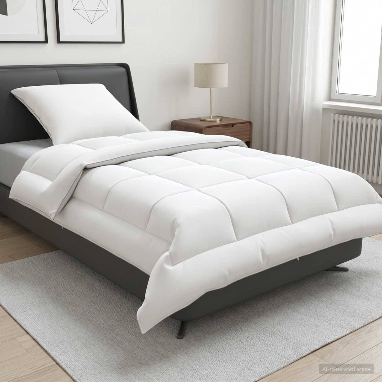 Dekbed en Kussen Set 2 st 155x200 cm Zomer 200 GSM Wol Wit