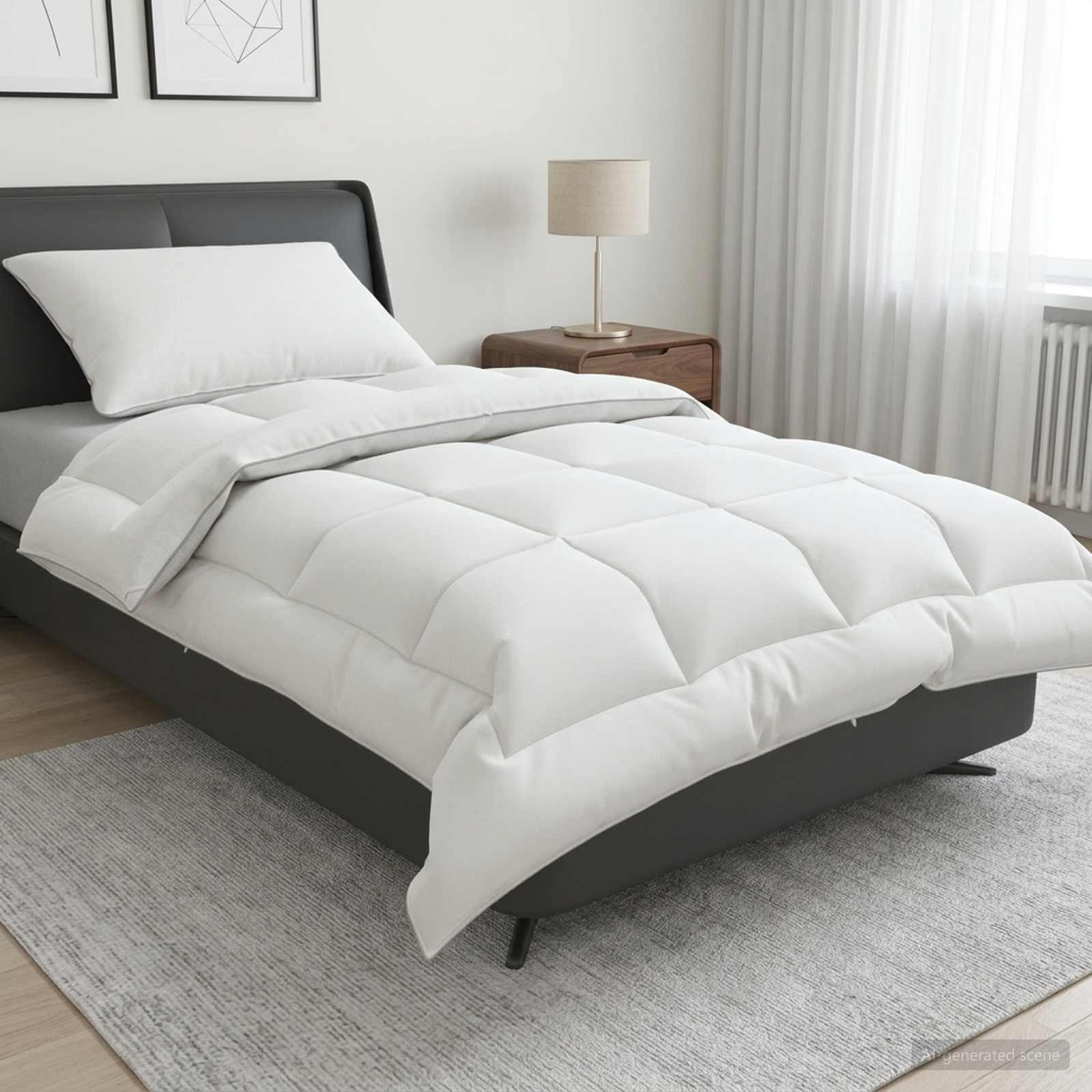 Dekbed en Kussen Set 2 st 140x200 cm Winter 450 GSM Wol Wit – afbeelding 1