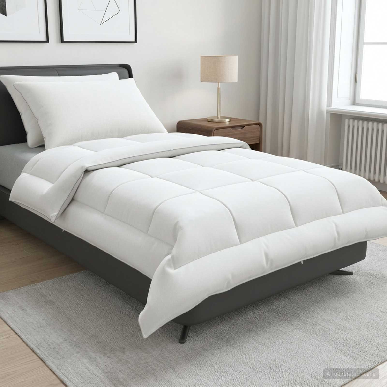 Dekbed en Kussen Set 3 st 140x220 cm Zomer 200 GSM Wol Wit – afbeelding 1