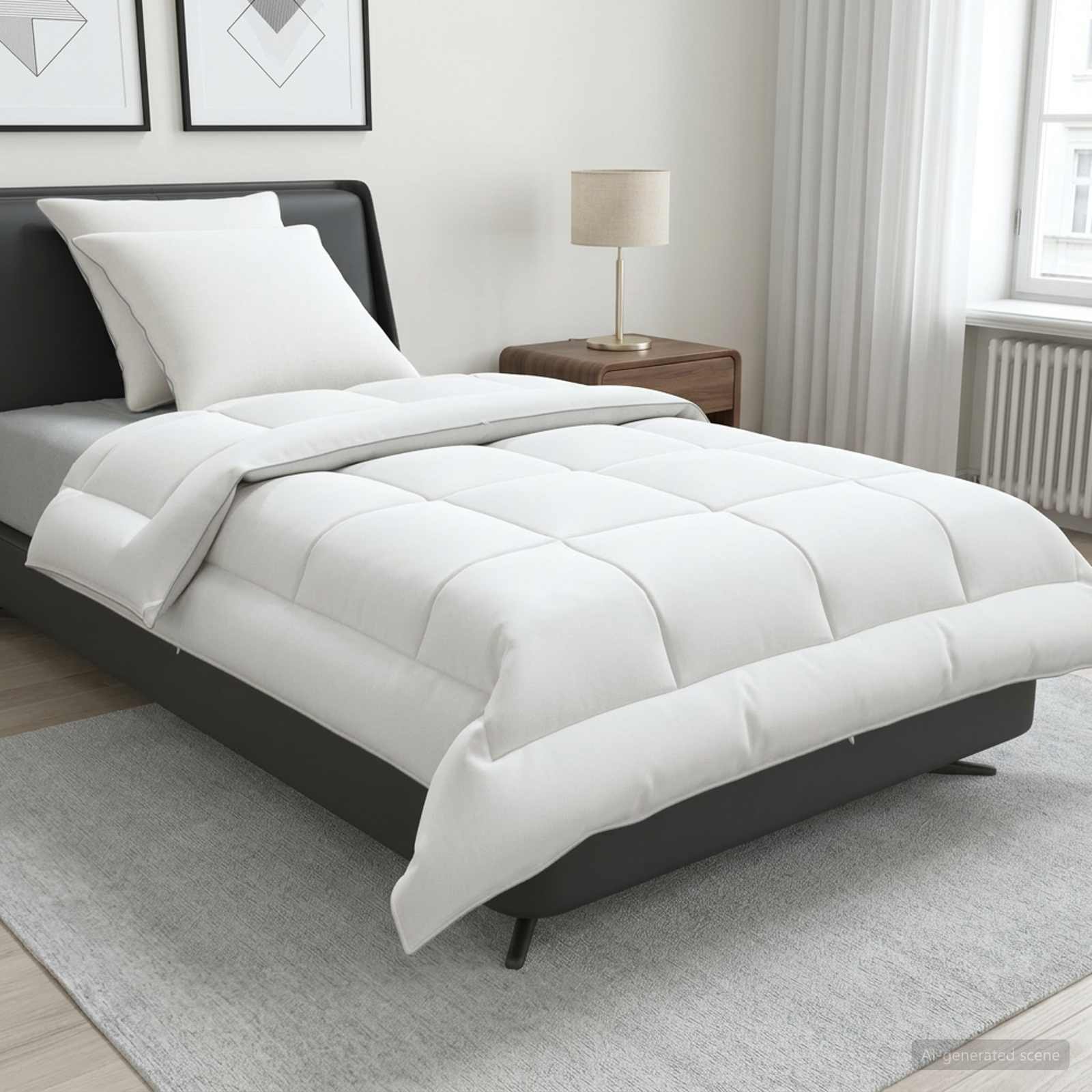 Dekbed en Kussen Set 3 st 155x220 cm Zomer 200 GSM Wol Wit – afbeelding 1