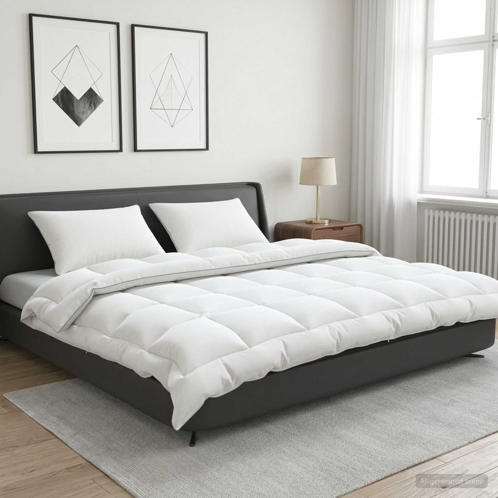 Dekbed en Kussen Set 3 st 200x240 cm Winter 450 GSM Wol Wit