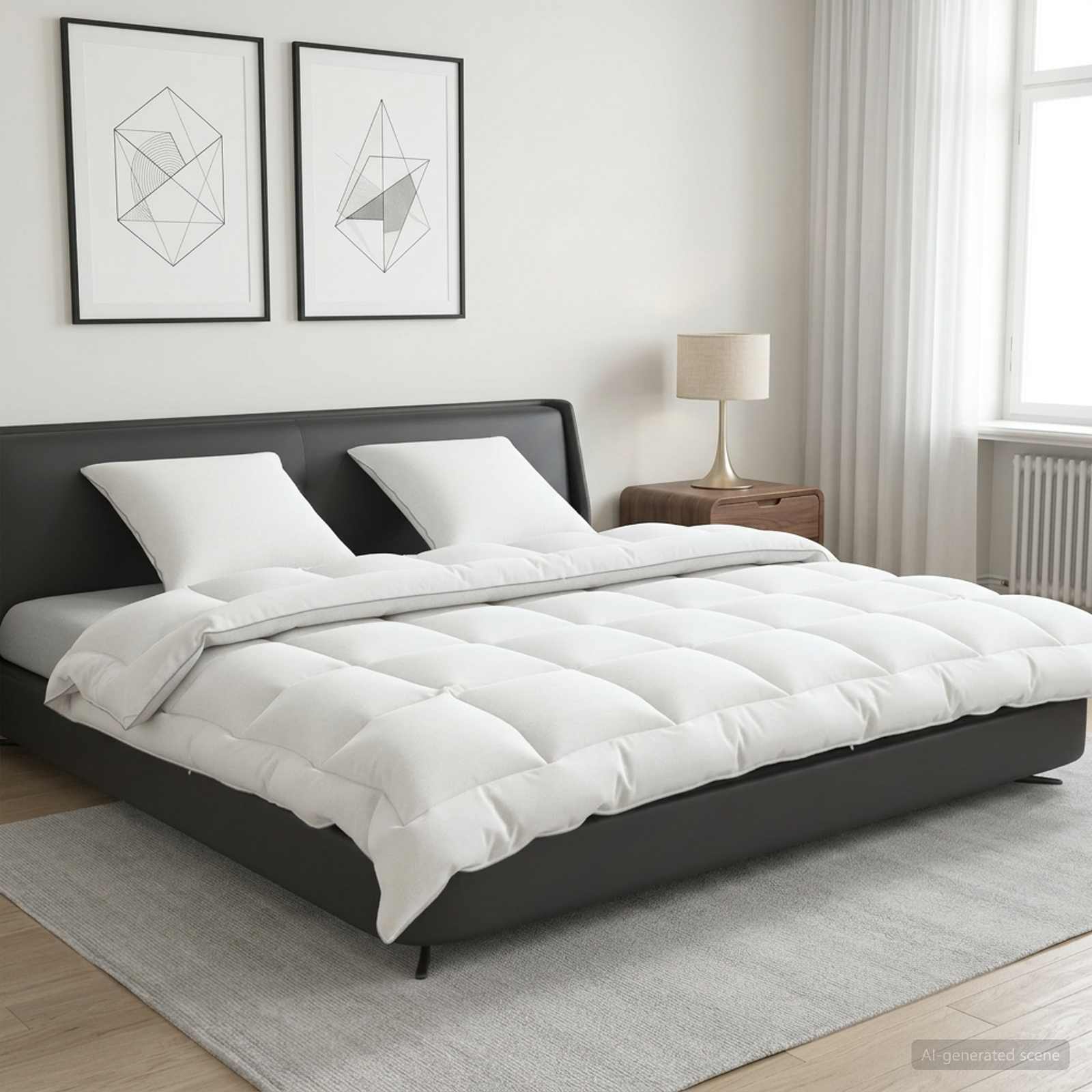Dekbed en Kussen Set 3 st 220x240 cm Winter 450 GSM Wol Wit