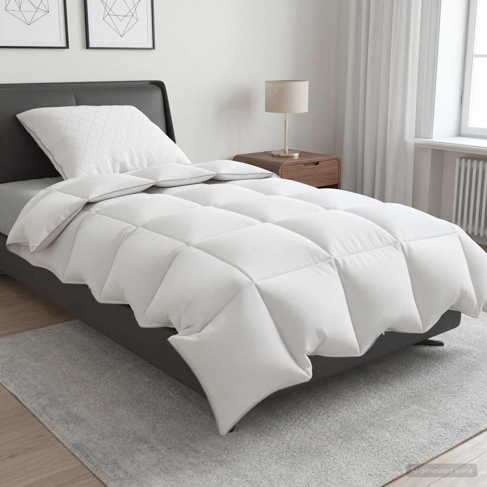 90% ganzen dons dekbedset FULDA 2 st 140 x 200 cm 210 GSM Wit – afbeelding 1