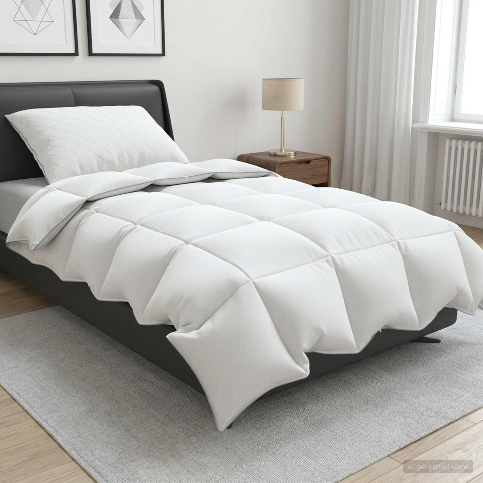 90% ganzen dons dekbedset FULDA 2 st 140 x 200 cm 210 GSM Wit – afbeelding 1