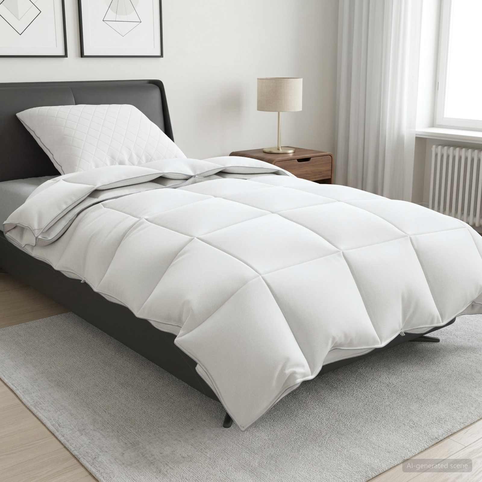 90% ganzen dons dekbedset FULDA 2 st 137 x 200 cm 310 GSM Wit – afbeelding 1