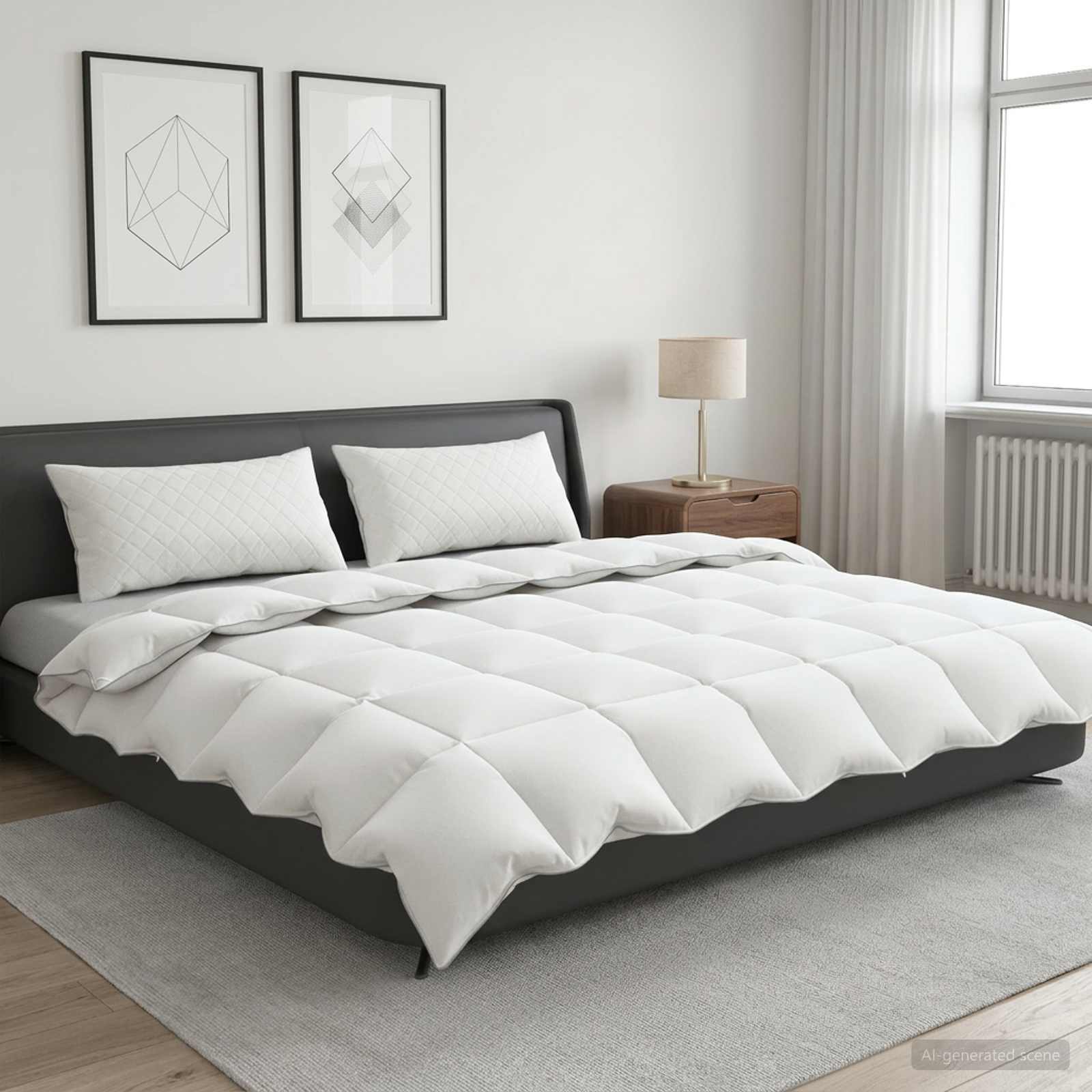 90% ganzen dons dekbedset FULDA 3 st 200 x 220 cm 210 GSM Wit – afbeelding 1