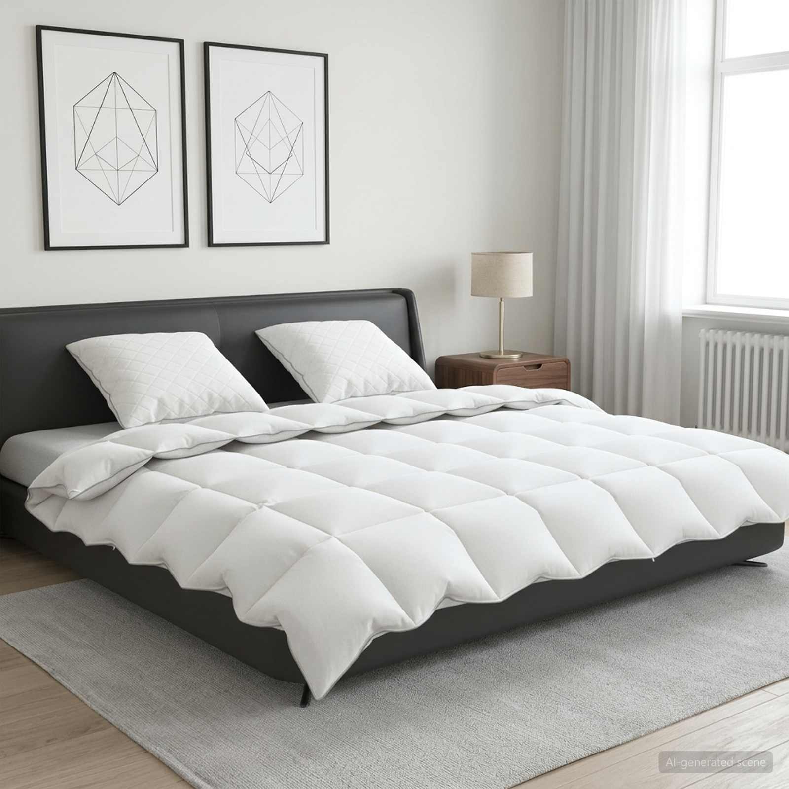 90% ganzen dons dekbedset FULDA 3 st 240 x 260 cm 210 GSM Wit – afbeelding 1