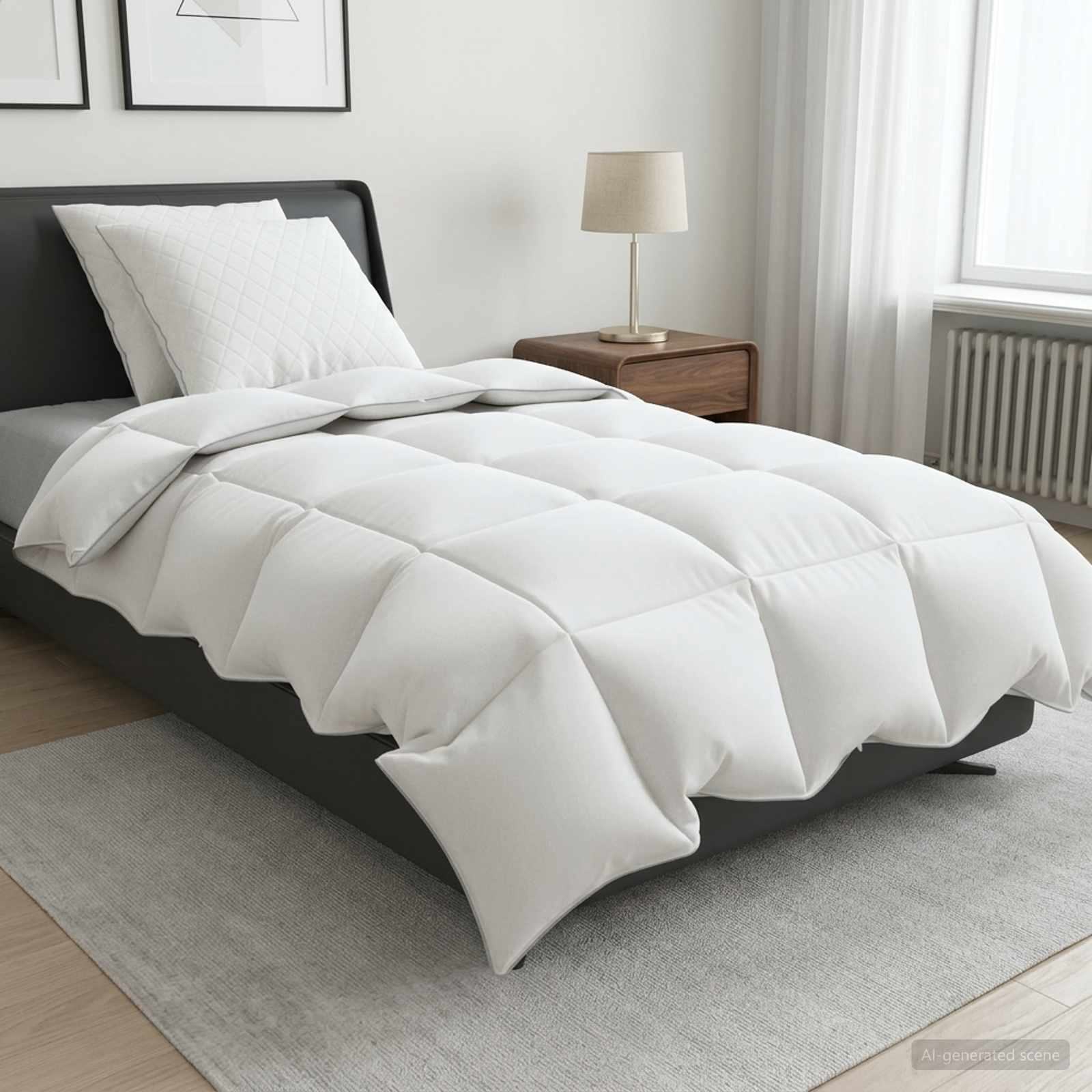 90% ganzen dons dekbedset FULDA 3 st 155 x 220 cm Winter Wit – afbeelding 1