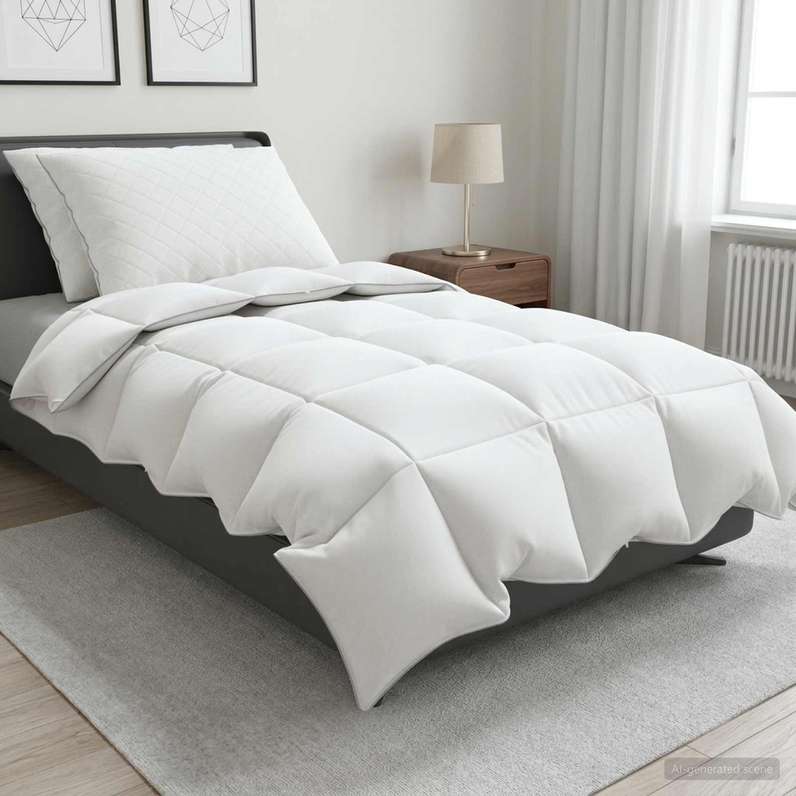 90% ganzen dons dekbedset FULDA 3 st 155 x 220 cm Winter Wit – afbeelding 1