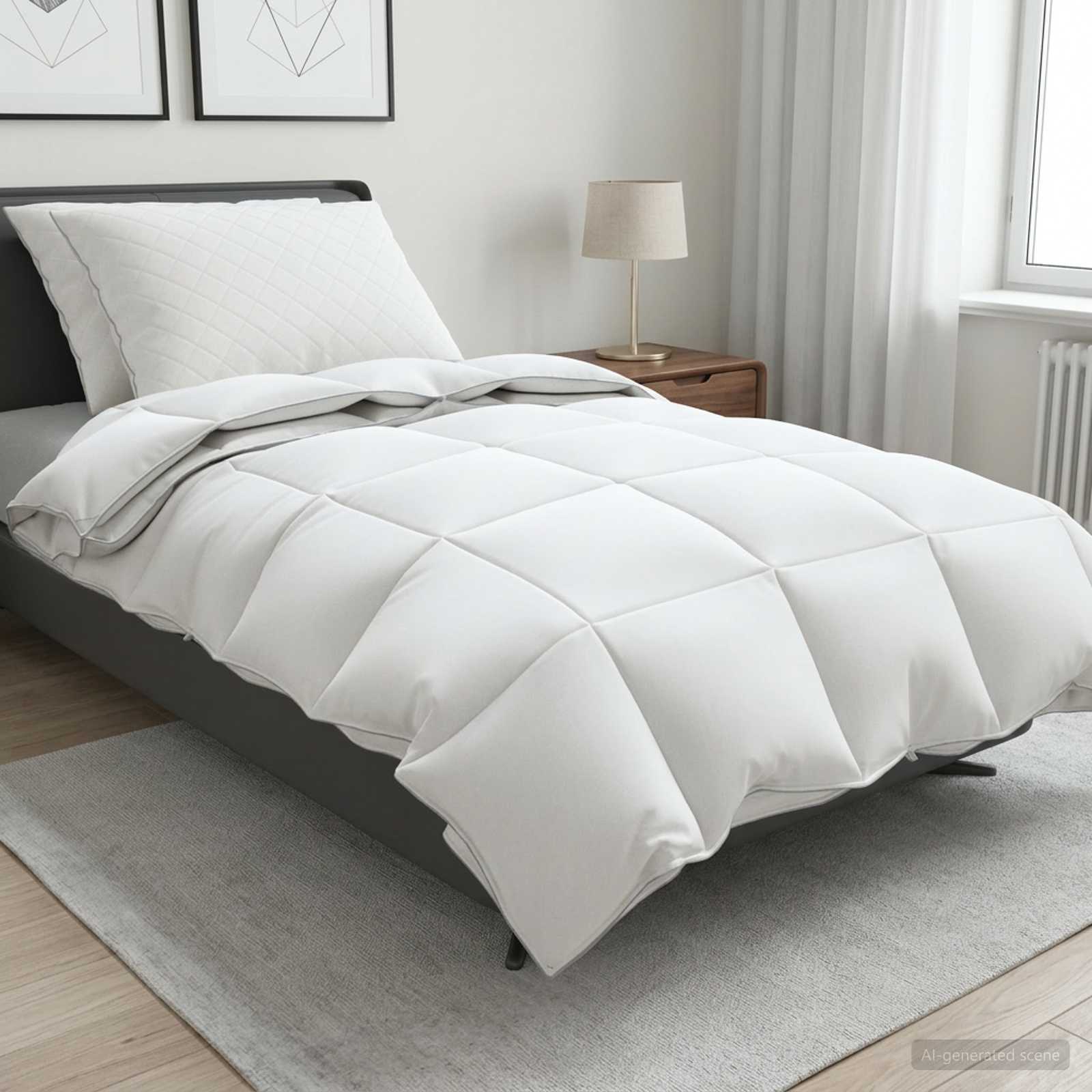 90% ganzen dons dekbedset FULDA 3 st 135 x 220 cm 310 GSM Wit – afbeelding 1