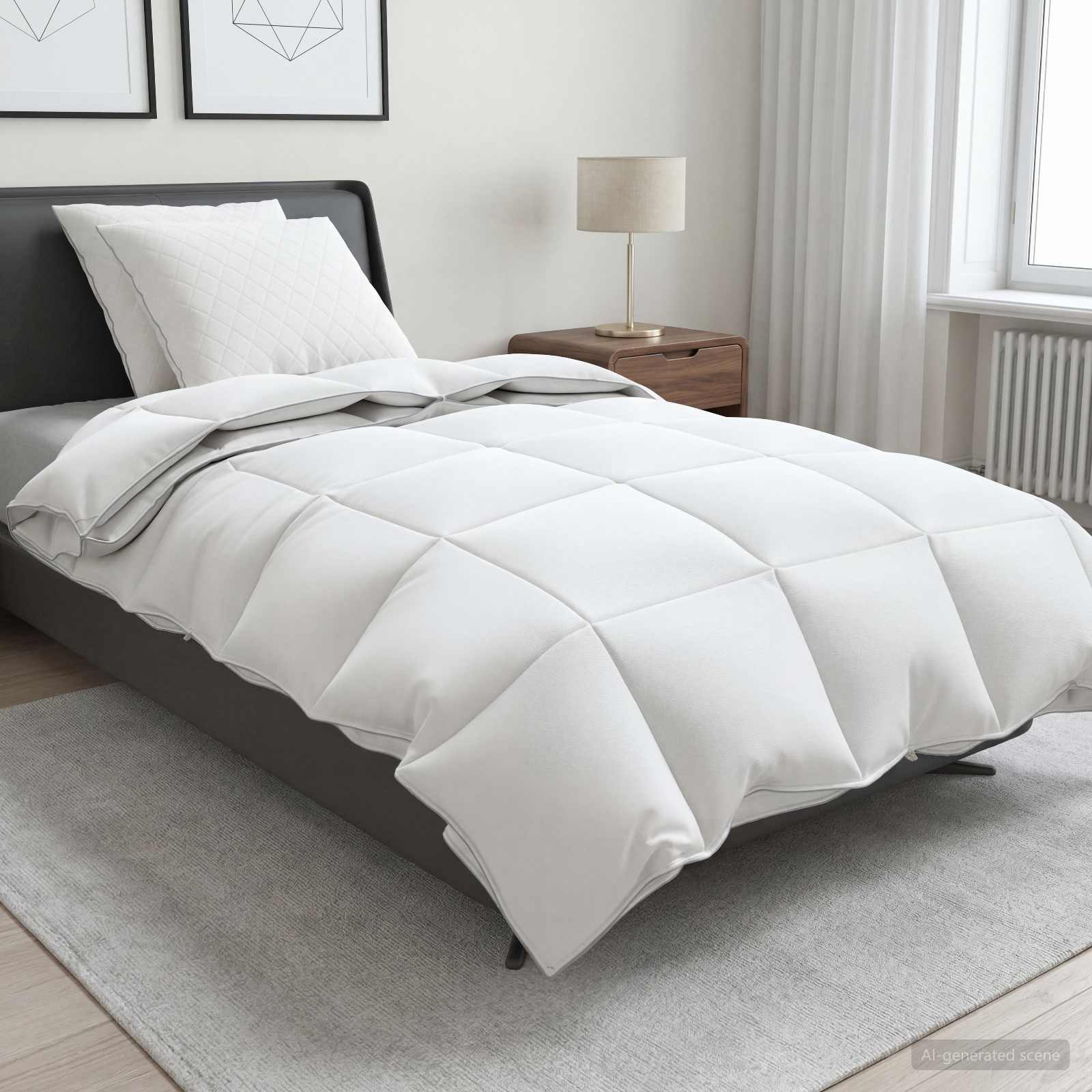 90% ganzen dons dekbedset FULDA 3 st 155 x 220 cm 310 GSM Wit – afbeelding 1