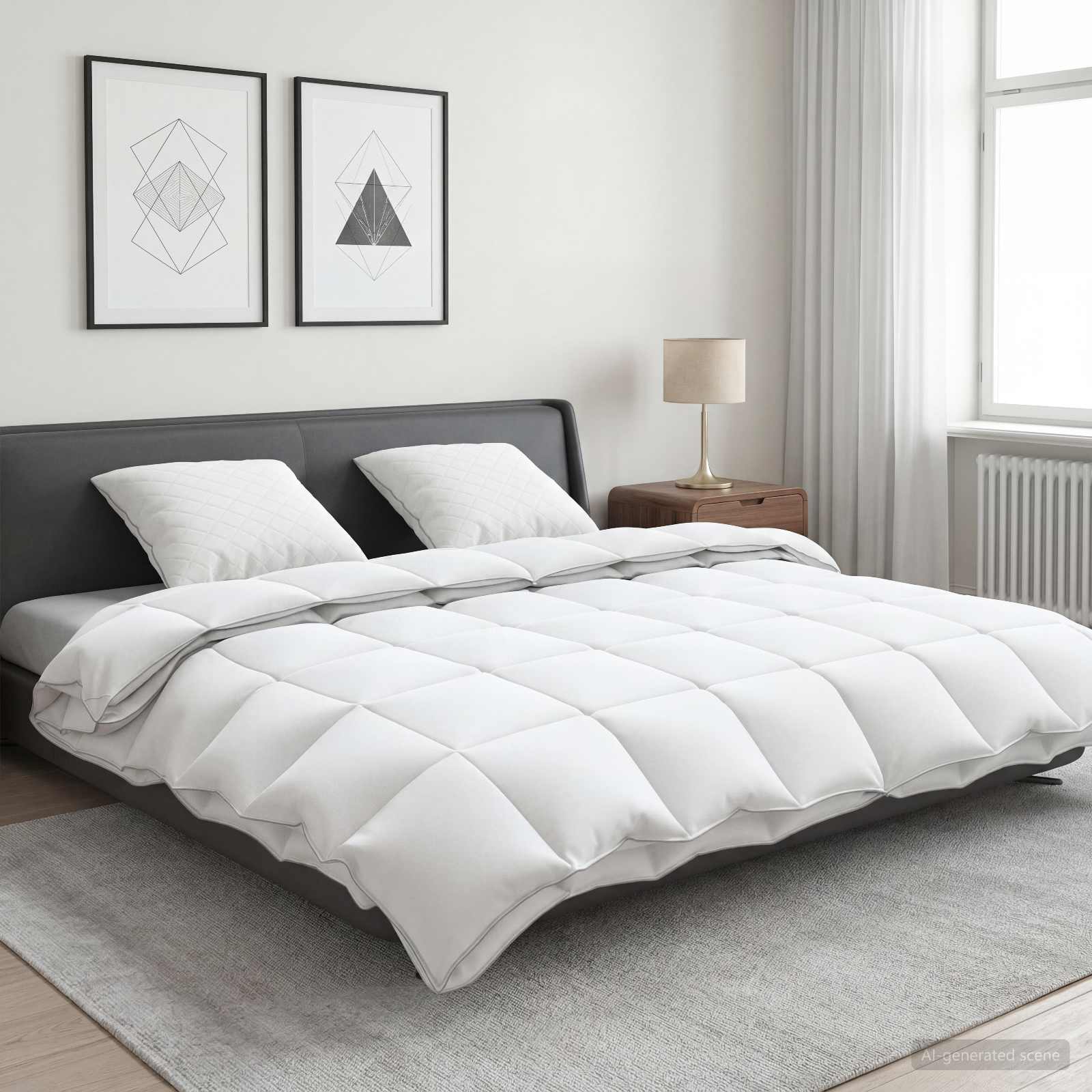 90% ganzen dons dekbedset FULDA 3 st 200 x 220 cm 310 GSM Wit – afbeelding 1