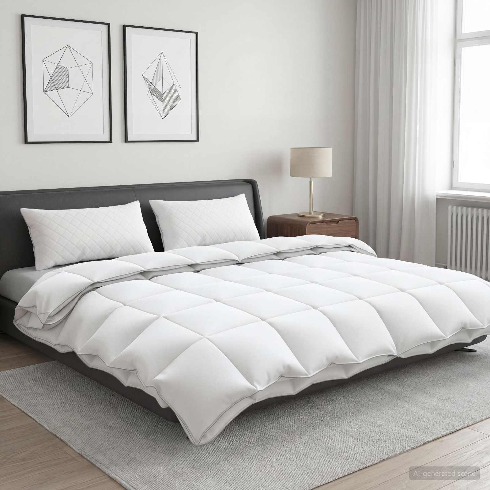 90% ganzen dons dekbedset FULDA 3 st 220 x 260 cm 310 GSM Wit – afbeelding 1