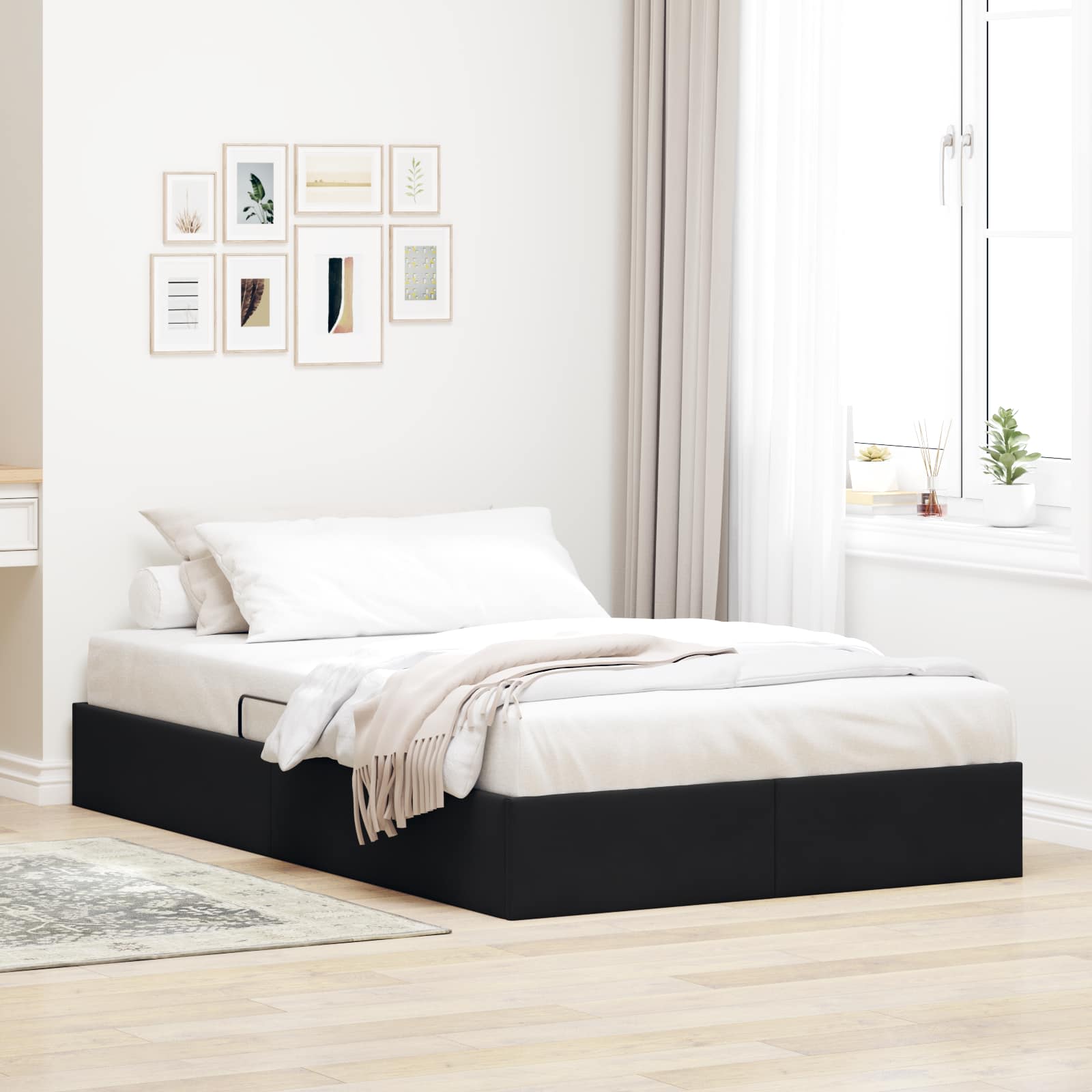 Ottoman Bedframe met opslag Zwart 120 x 200 cm Fluweel – afbeelding 1