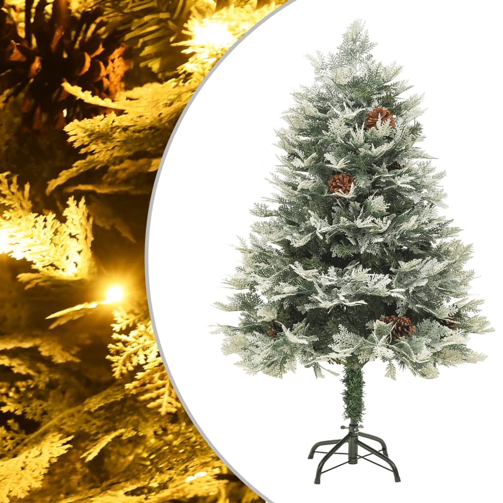 Kerstboom met LED en dennenappels 150 cm PVC en PE groen – afbeelding 1