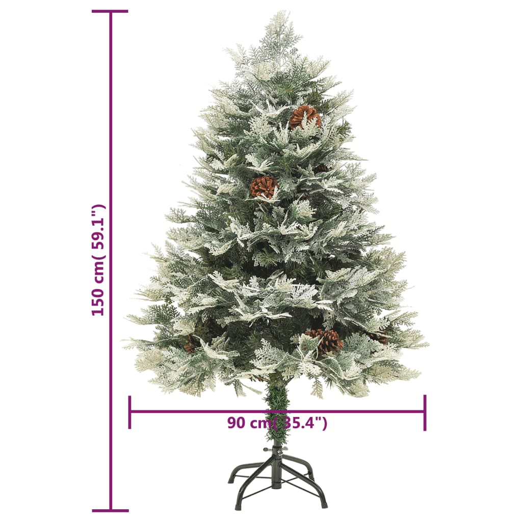 Kerstboom met LED en dennenappels 150 cm PVC en PE groen – afbeelding 10