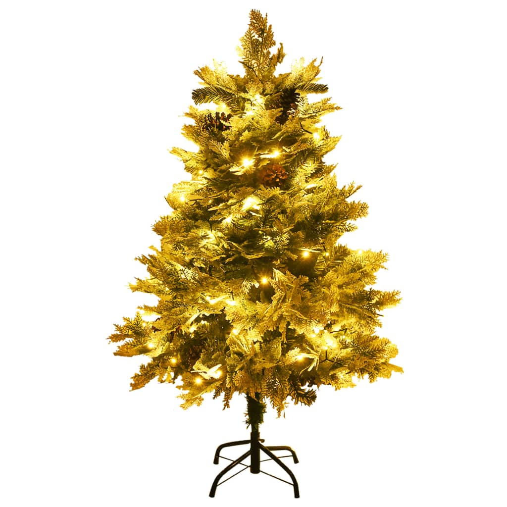 Kerstboom met LED en dennenappels 150 cm PVC en PE groen – afbeelding 4