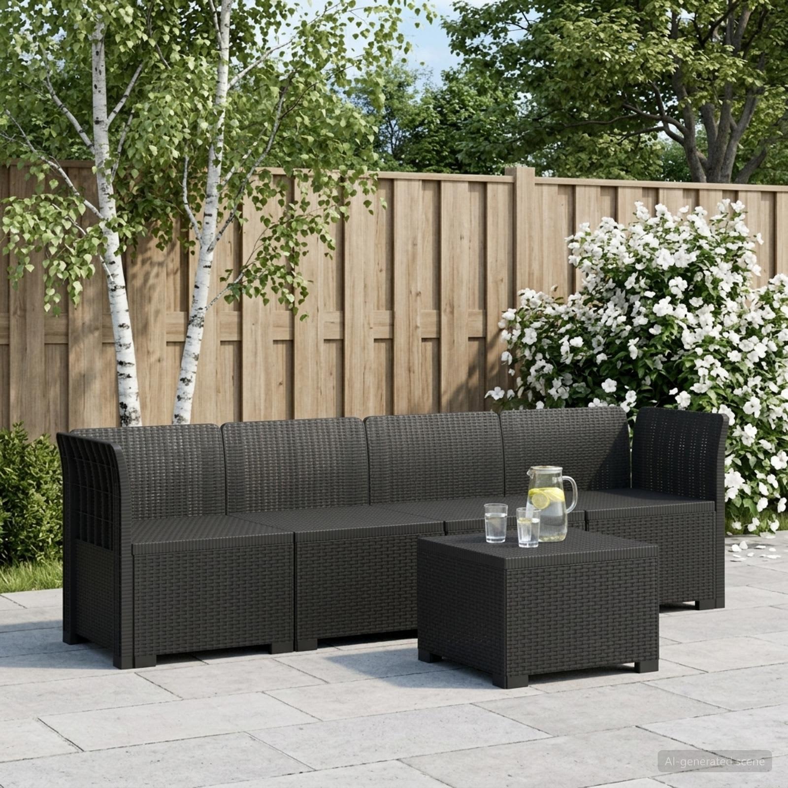 4-Persoons Tuin Sofa Rieten Look PP Antraciet