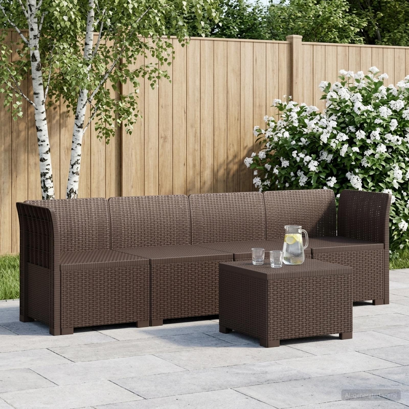 4-Persoons Tuin Sofa Rieten Look PP Bruin