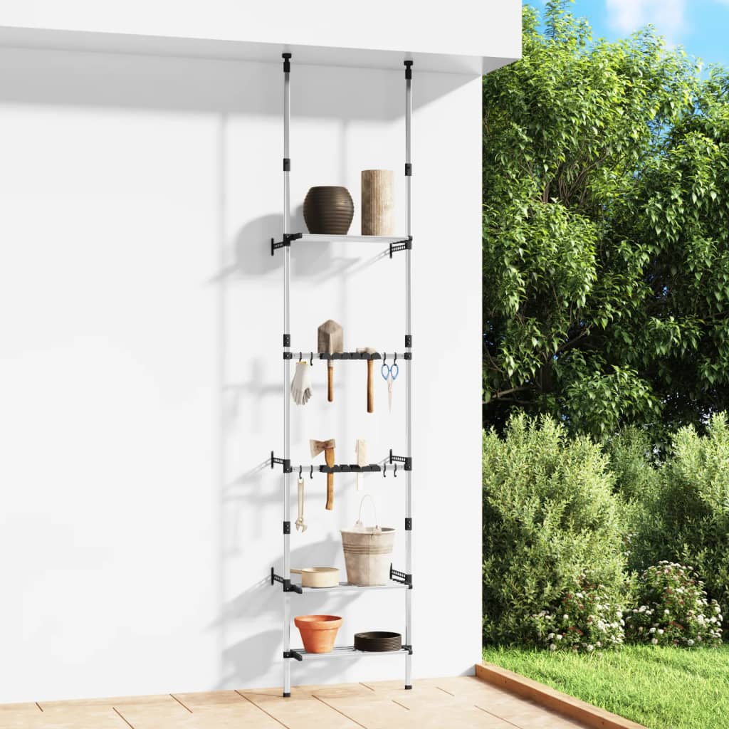 Tuinrek met 3 schappen telescopisch aluminium zilverkleurig – afbeelding 1