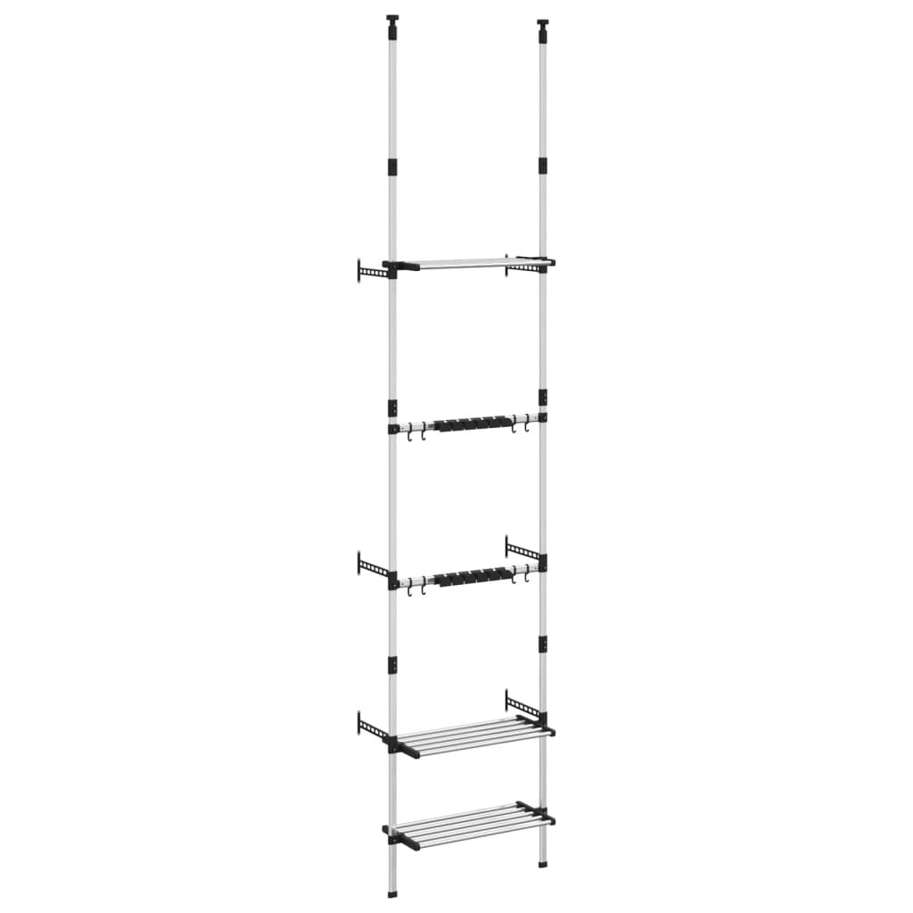 Tuinrek met 3 schappen telescopisch aluminium zilverkleurig – afbeelding 2