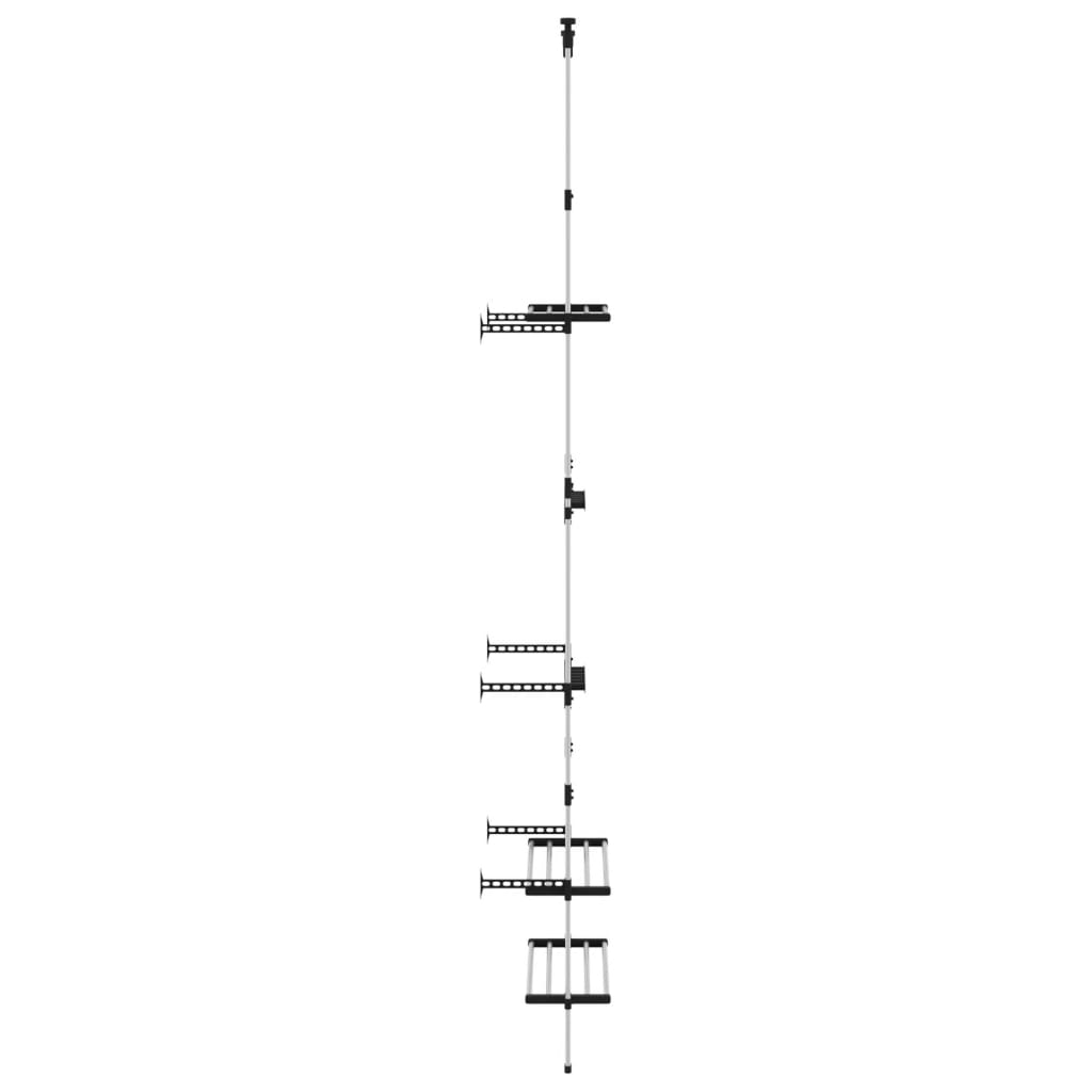 Tuinrek met 3 schappen telescopisch aluminium zilverkleurig – afbeelding 4