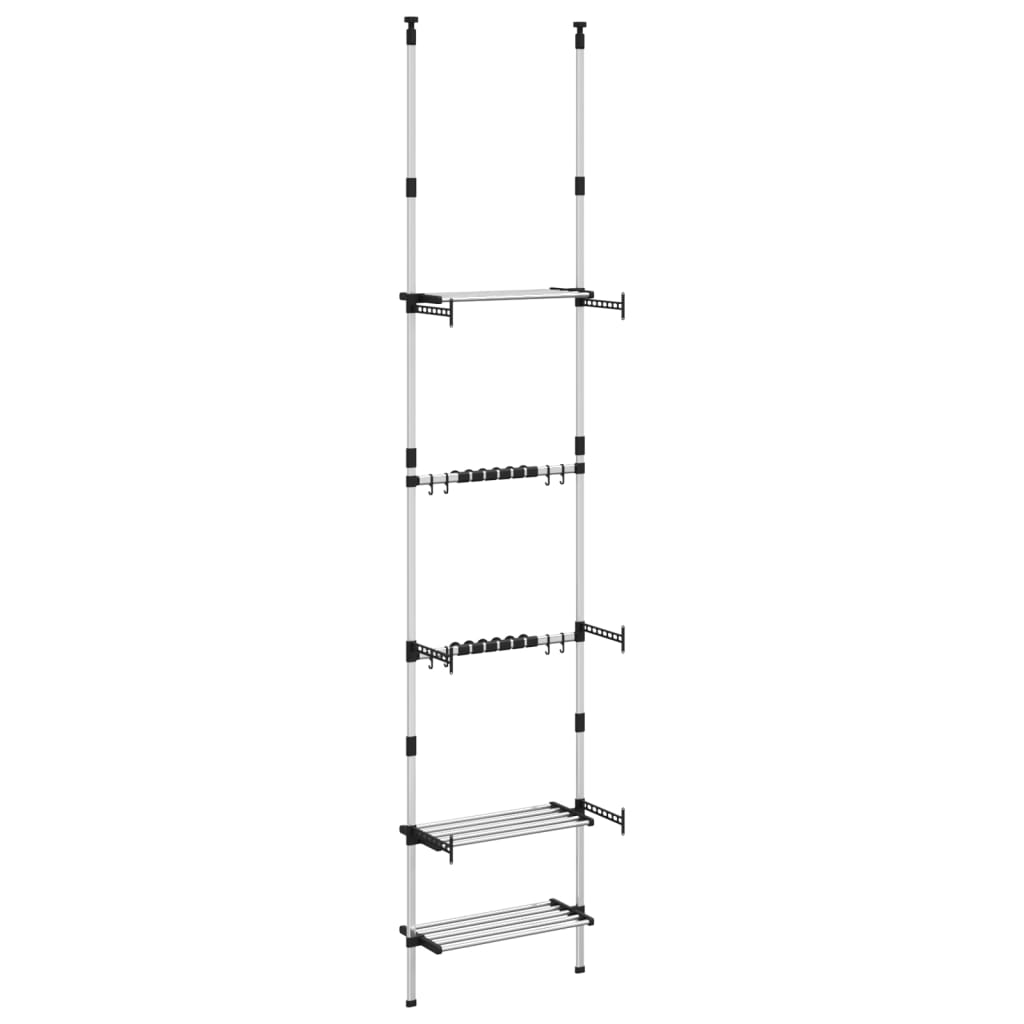 Tuinrek met 3 schappen telescopisch aluminium zilverkleurig – afbeelding 5