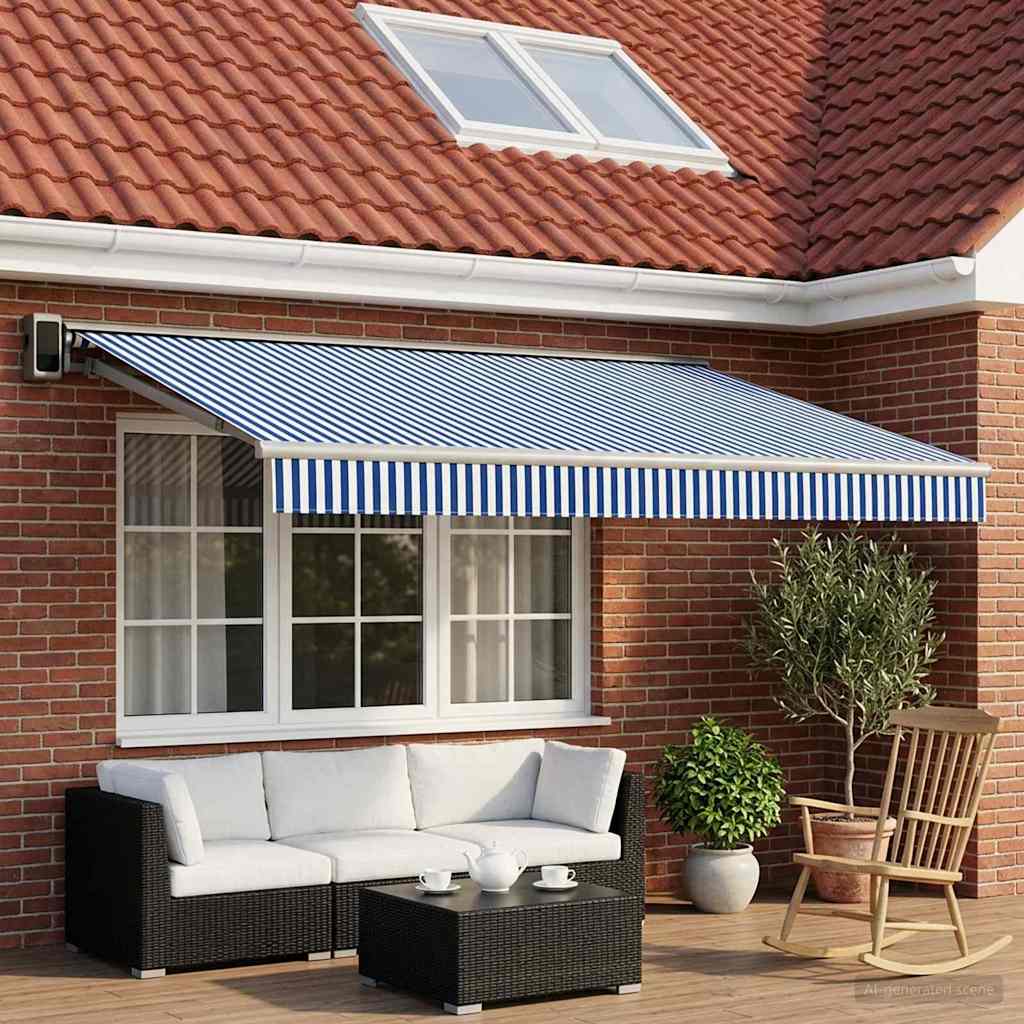 Vervangingsdoek voor zonnescherm Blauw en Wit 450 × 300 cm