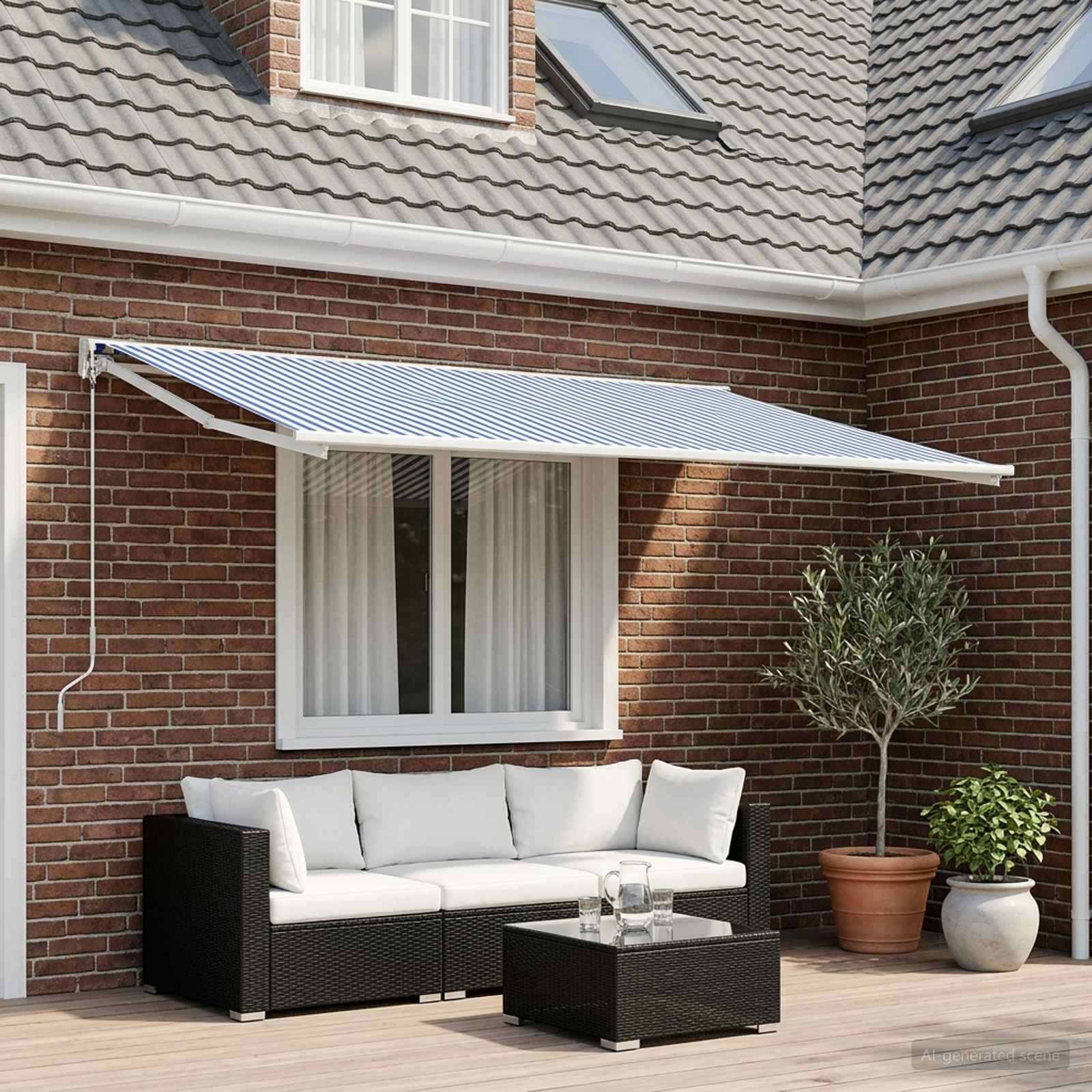 Vervangingsdoek voor zonnescherm Blauw en Wit 450 × 350 cm