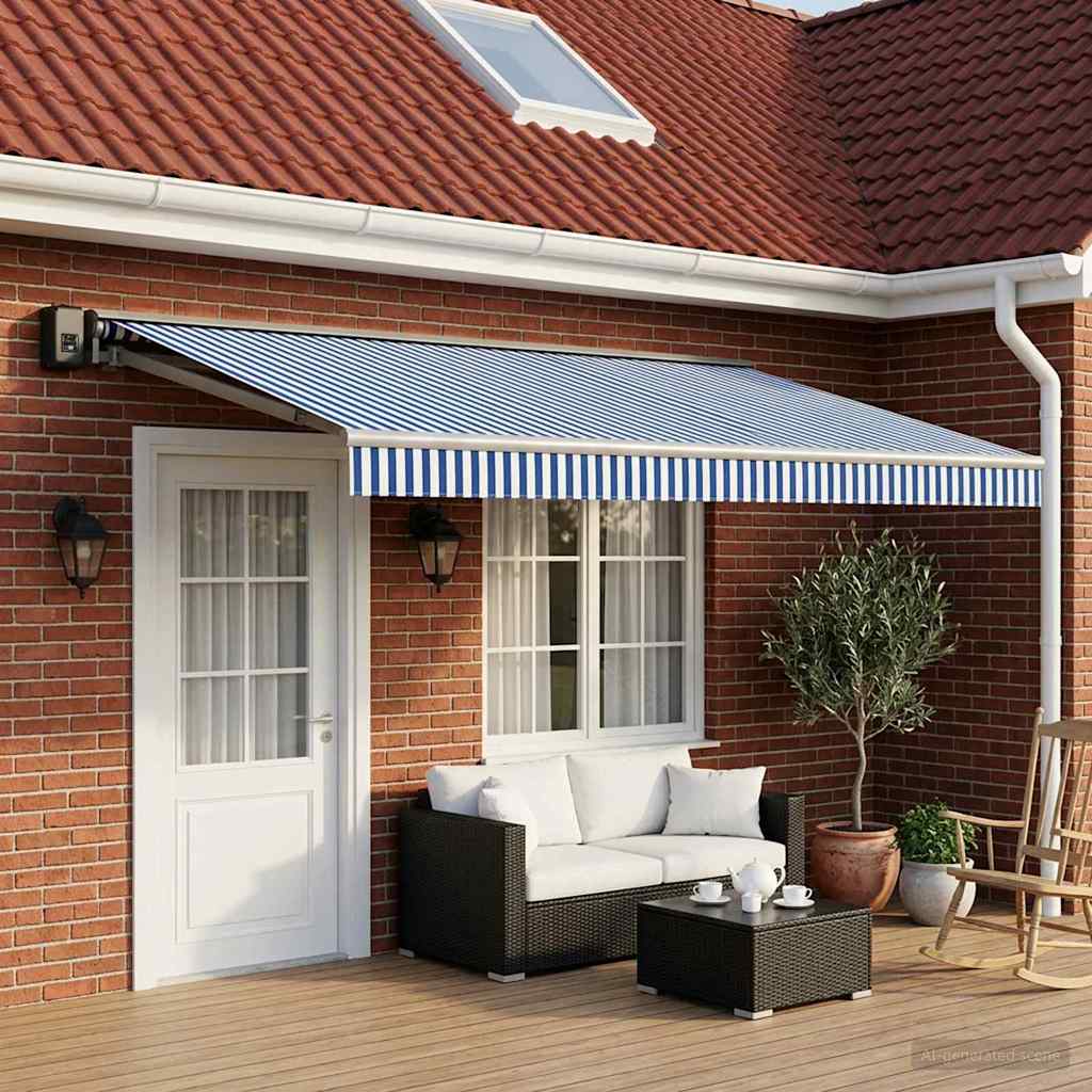 Vervangingsdoek voor zonnescherm Blauw en Wit 500 × 300 cm