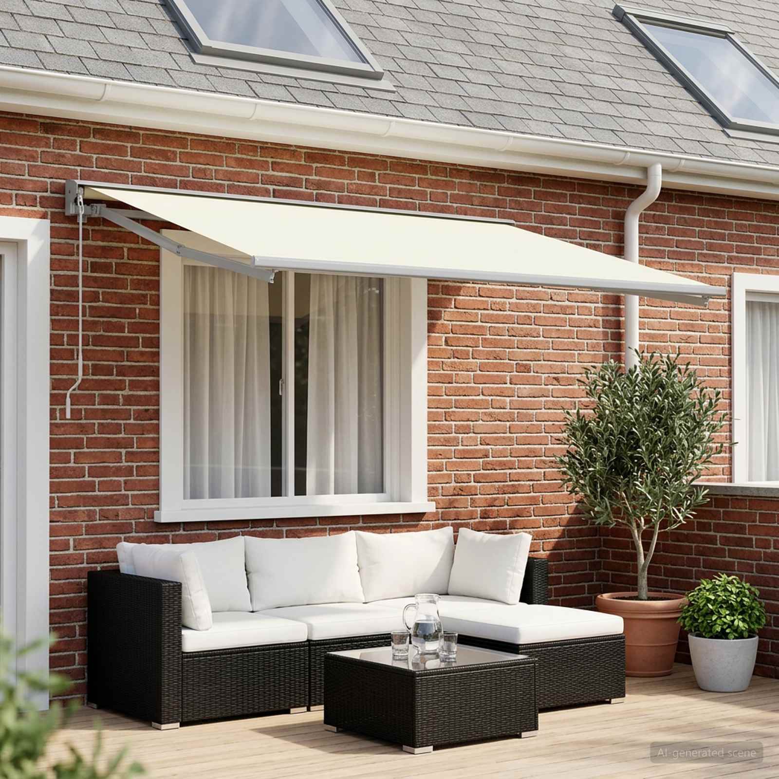 Vervangingsdoek voor zonnescherm Crèmekleurig 400 × 350 cm