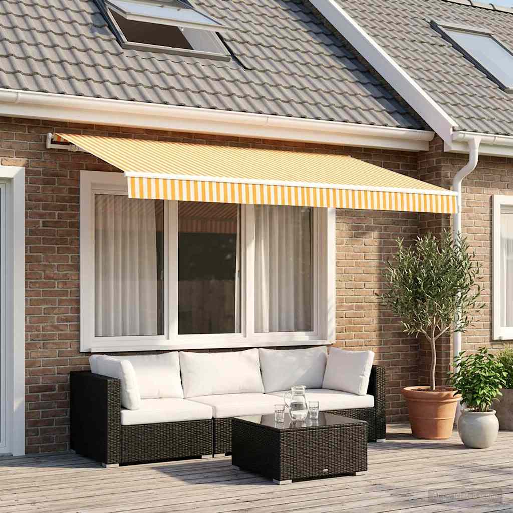 Vervangingsdoek voor zonnescherm Geel en Wit 350 x 250 cm
