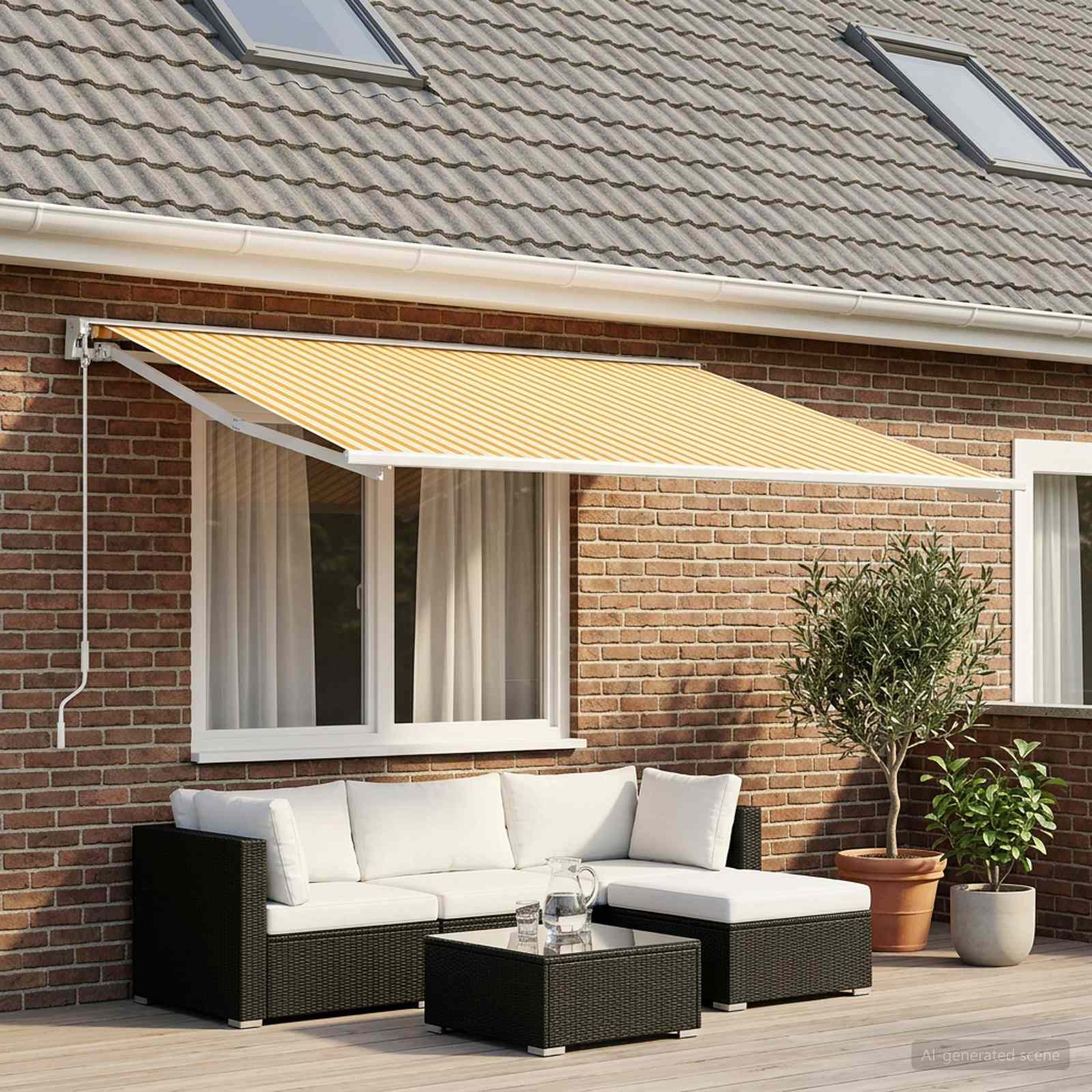 Vervangingsdoek voor zonnescherm Geel en Wit 400 × 350 cm