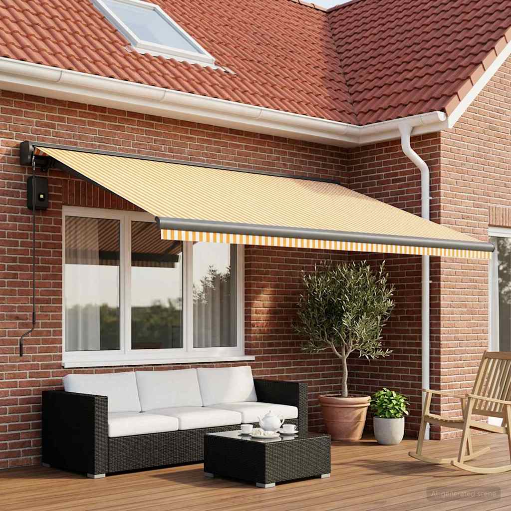 Vervangingsdoek voor zonnescherm Geel en Wit 450 × 300 cm