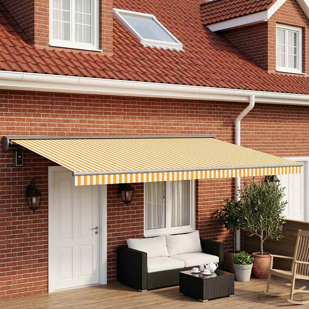 Vervangingsdoek voor zonnescherm Geel en Wit 500 × 300 cm