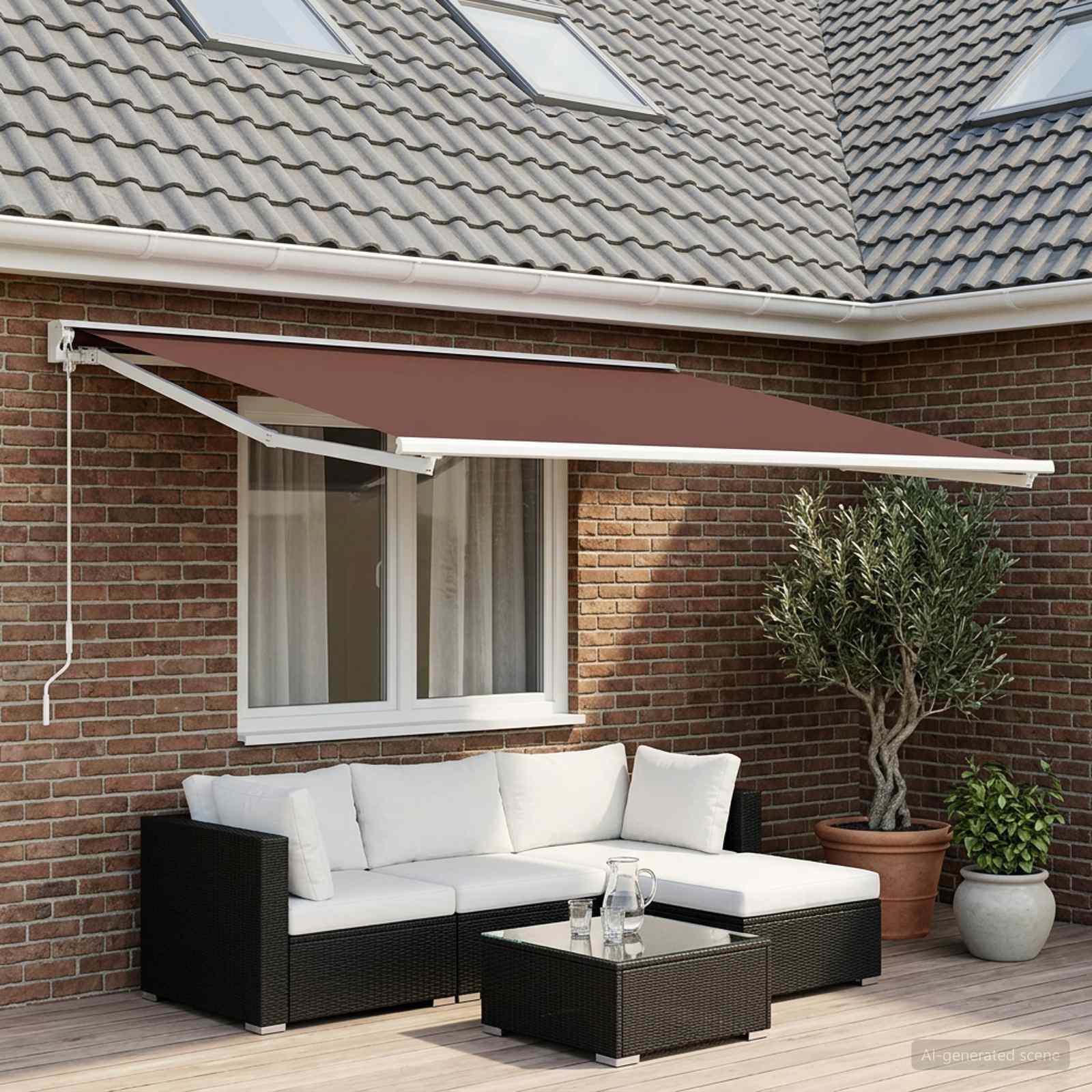 Vervangingsdoek voor zonnescherm Bruin 400 × 300 cm Polyester
