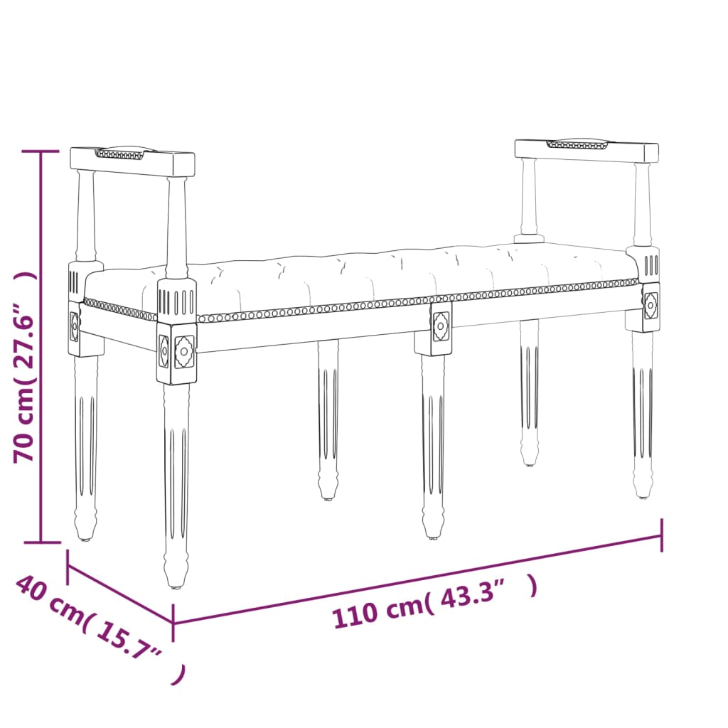 Bankje 110x40x70 cm fluweel zwart – afbeelding 7