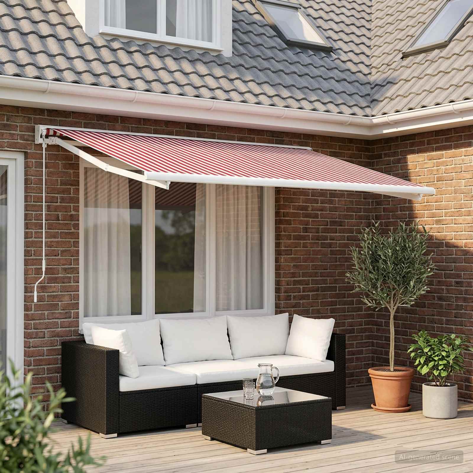 Vervangingsdoek voor zonnescherm Rood en Wit 500 × 300 cm