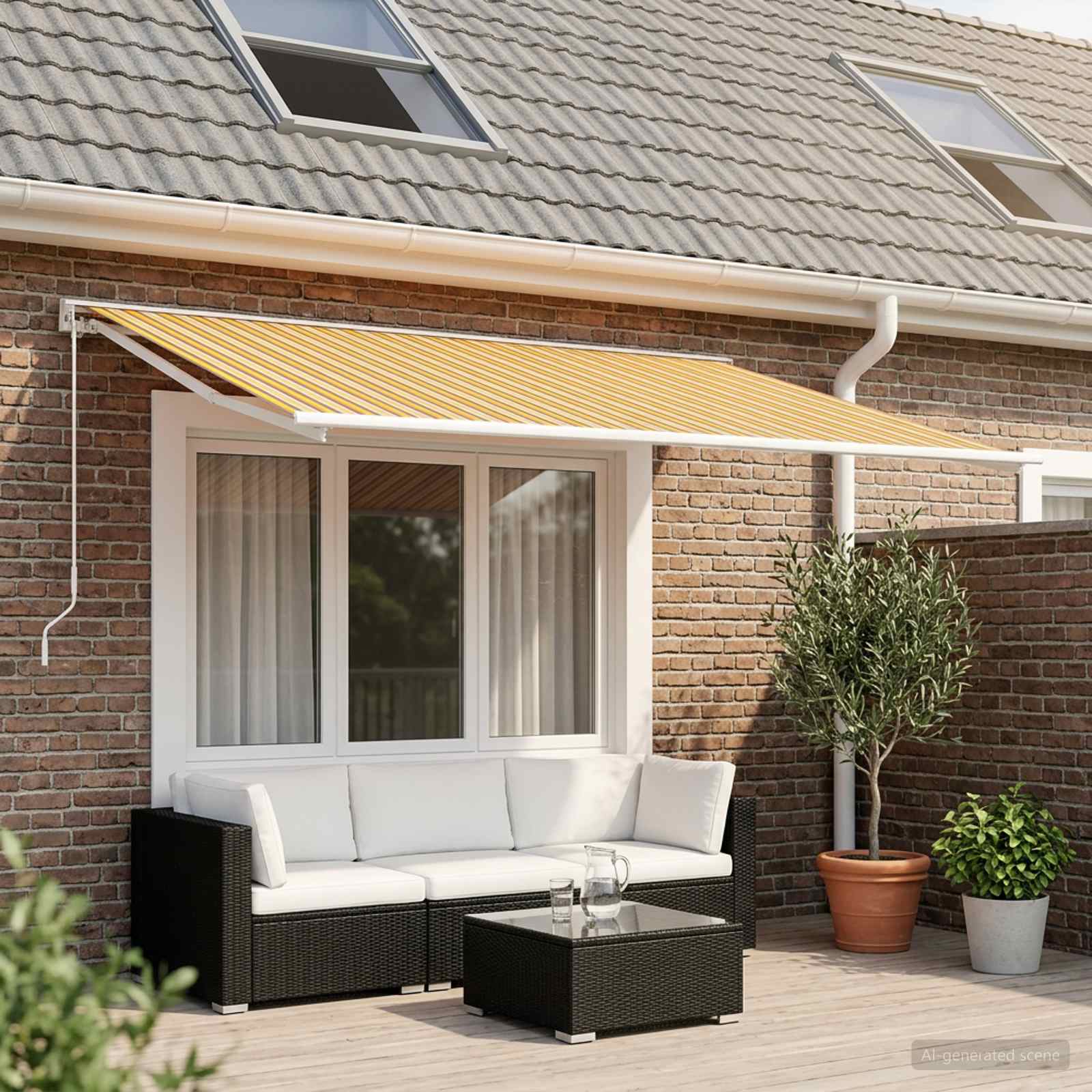 Vervangingsdoek voor zonnescherm Oranje en Zwart 450 × 350 cm – afbeelding 1