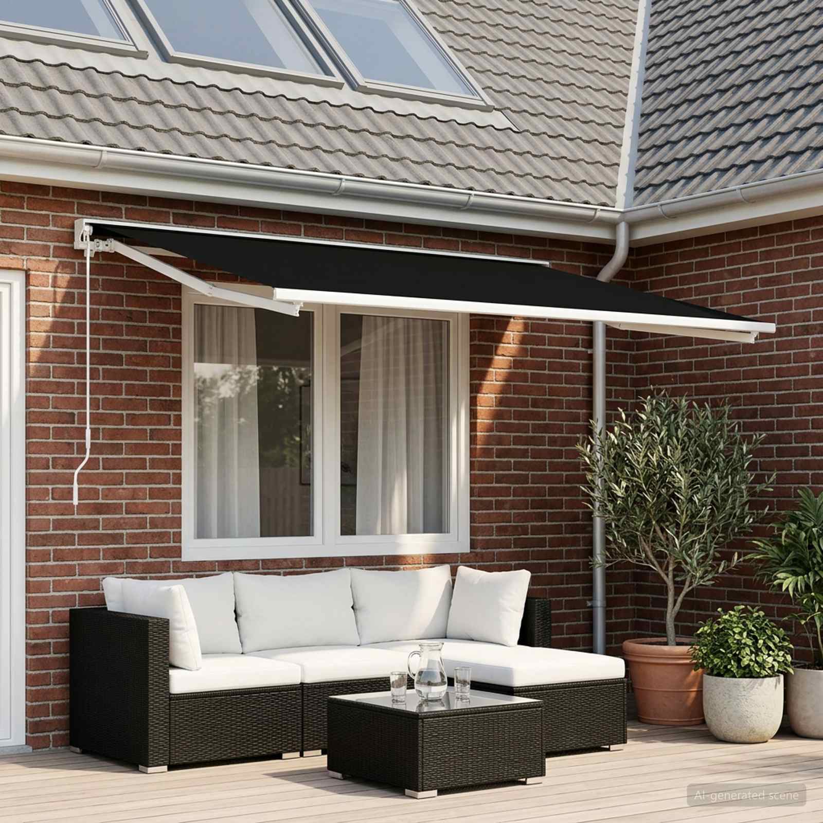 Vervangingsdoek voor zonnescherm Zwart 400 × 300 cm Polyester – afbeelding 1