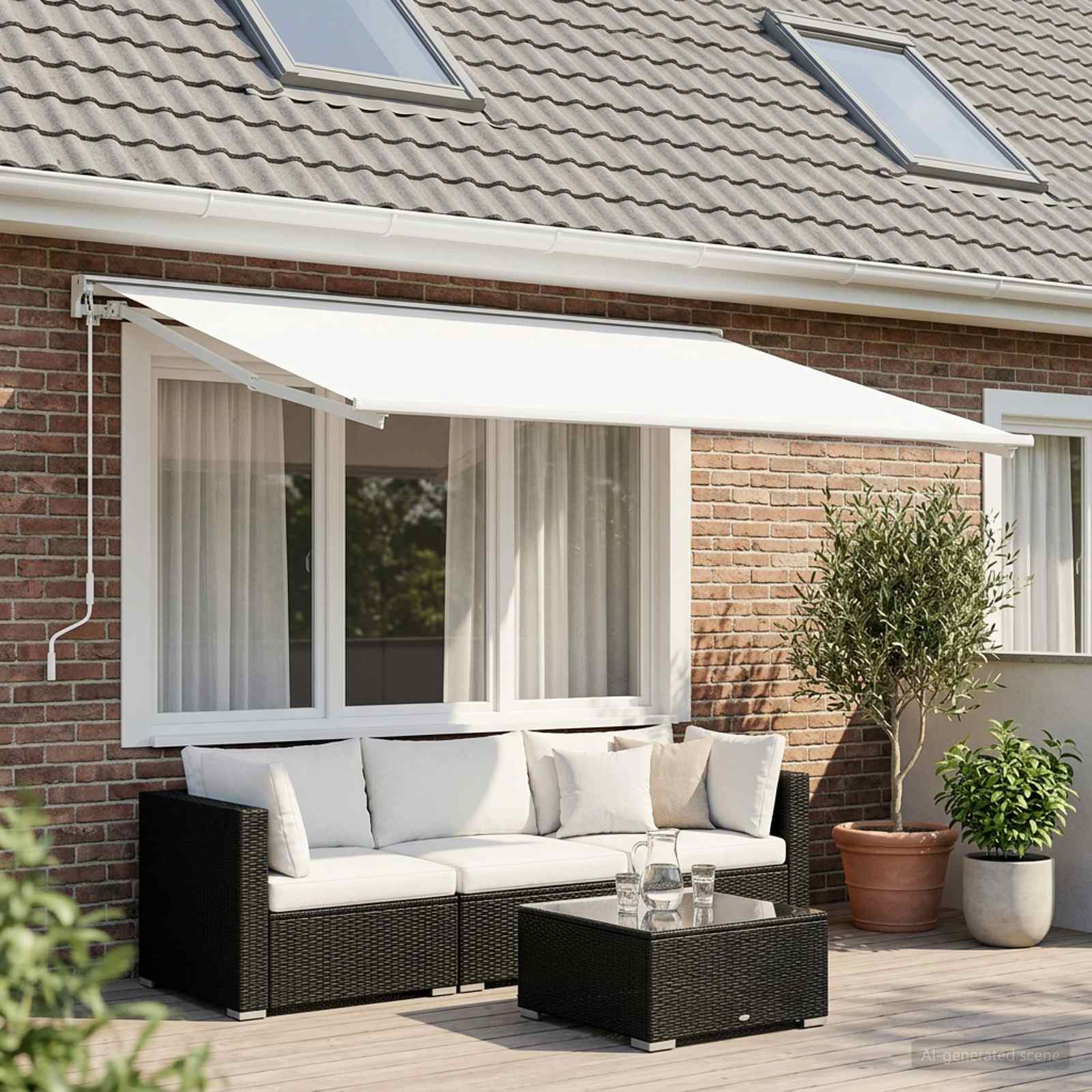 Vervangingsdoek voor zonnescherm Wit 500 × 350 cm Polyester – afbeelding 1