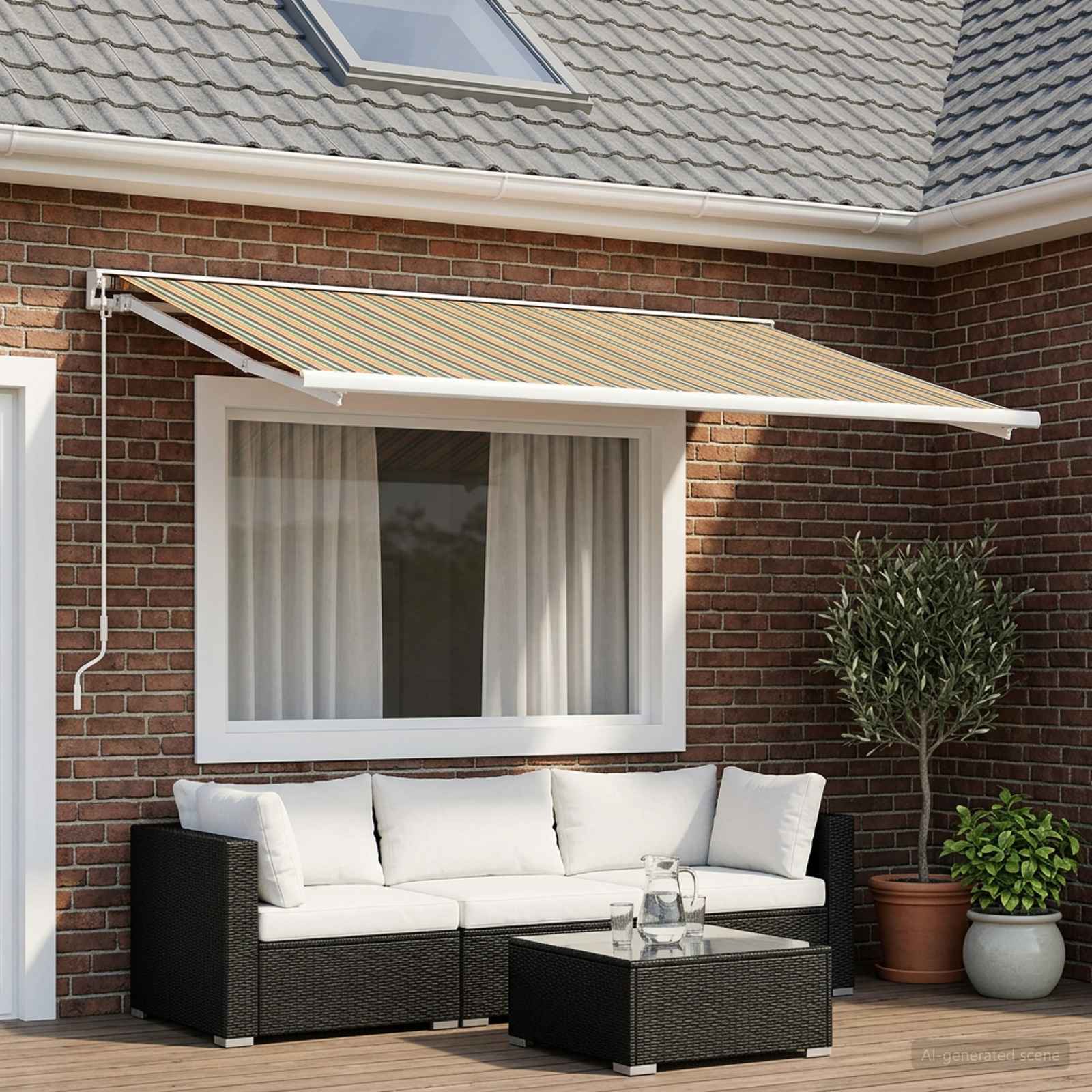 Vervangingsdoek voor zonnescherm Groen en Geel 400 × 300 cm – afbeelding 1