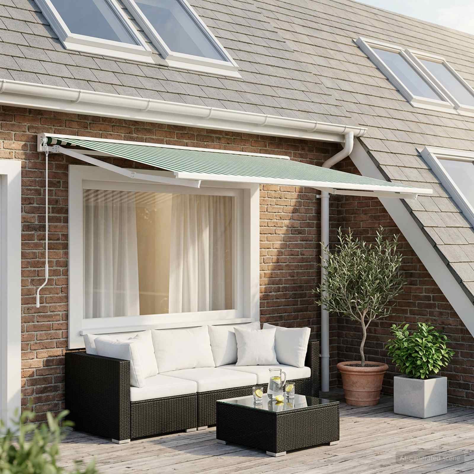 Vervangingsdoek voor zonnescherm Groen en Wit 300 x 200 cm